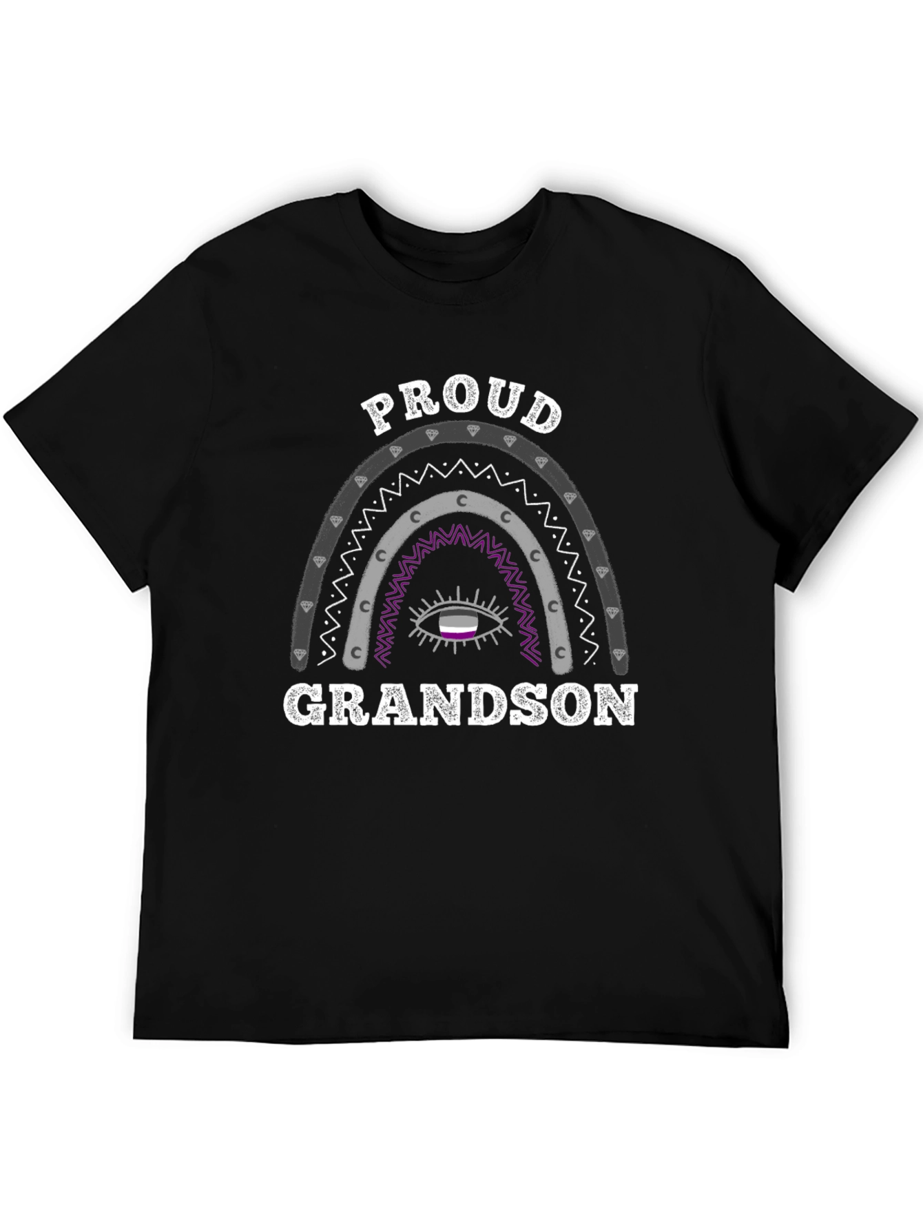 Black Proud Grandson Asexual Pride T-Shirt view 5