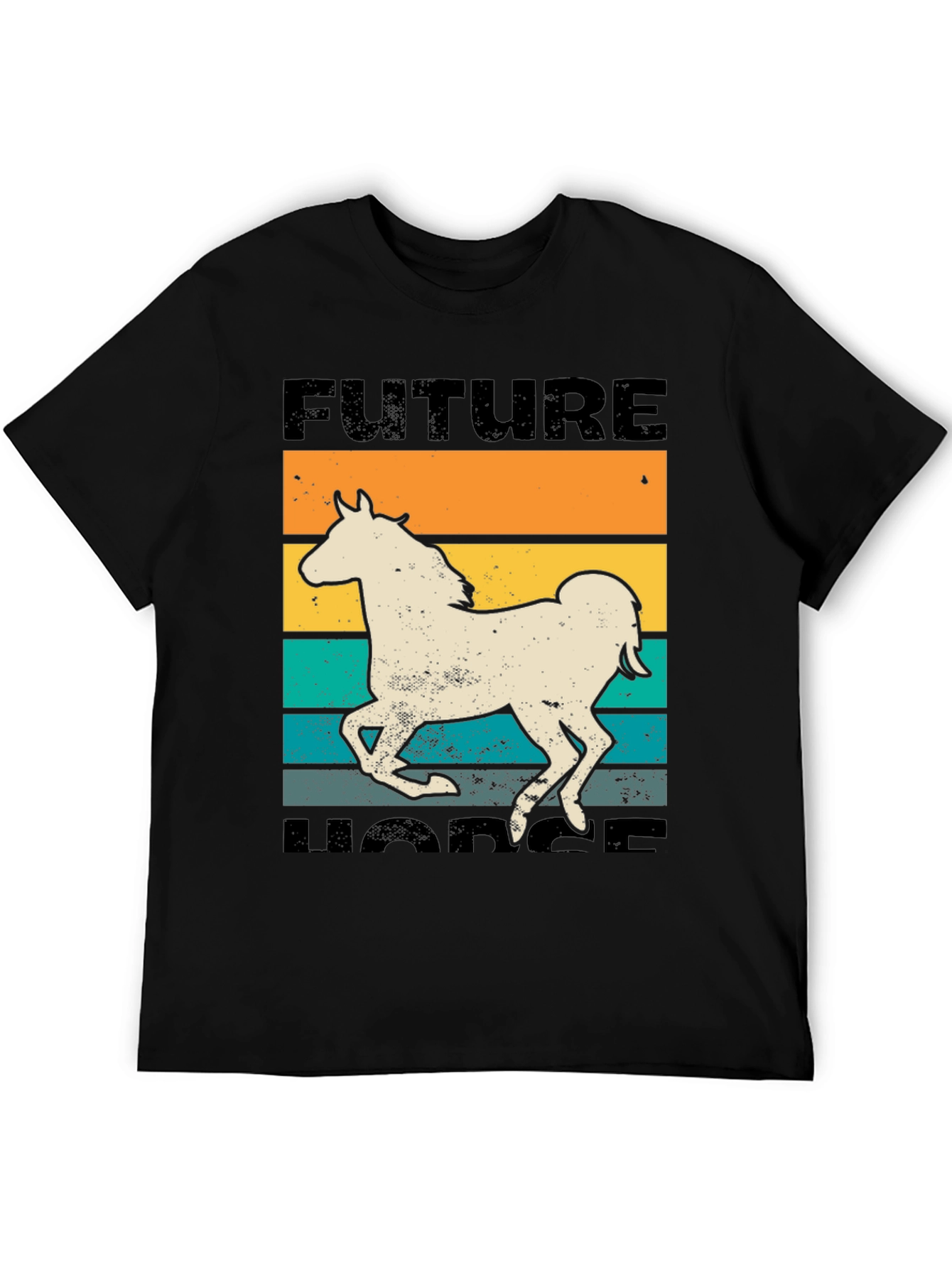 Black Future Horse T-Shirt - Retro Equestrian Design view 5