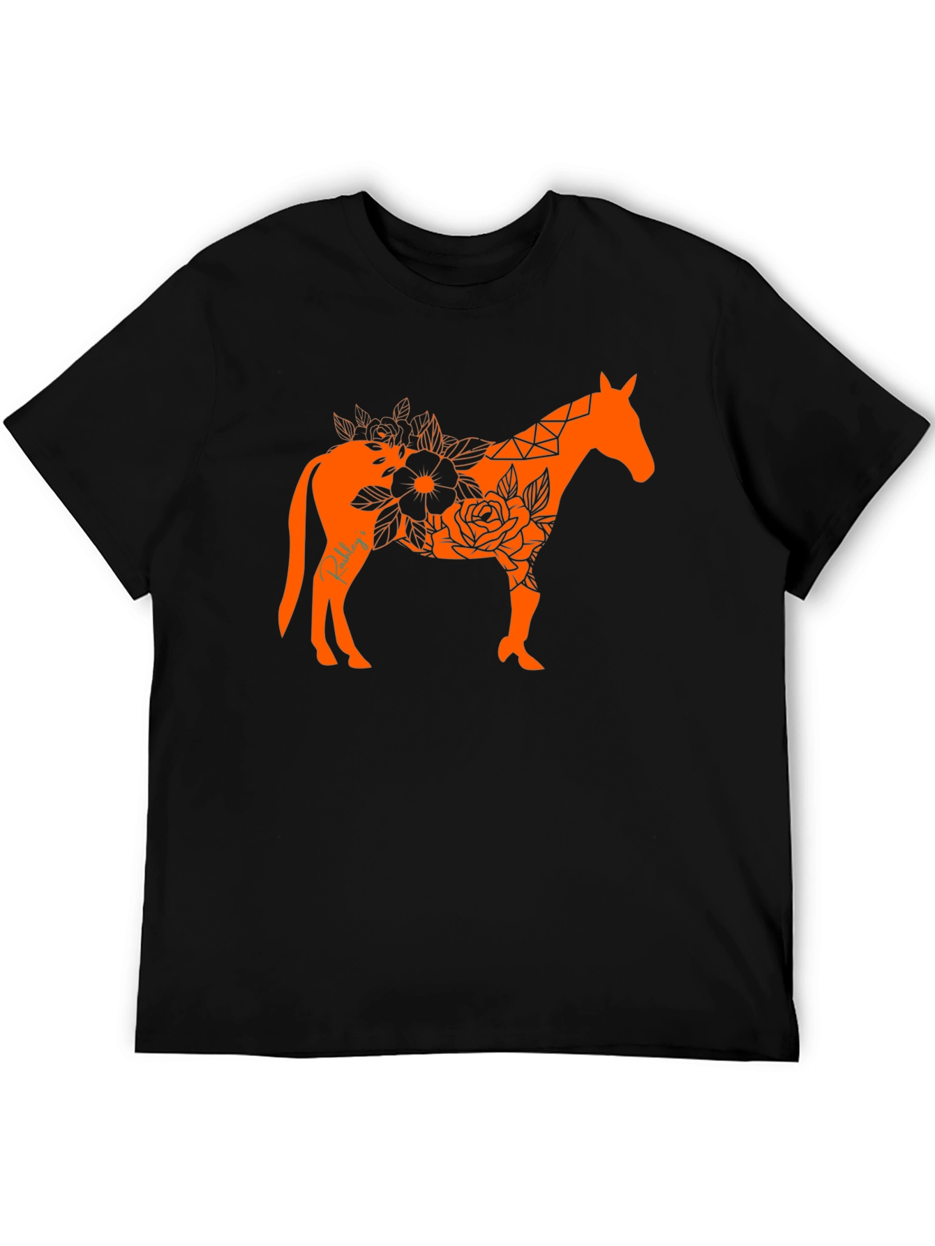 Black Floral Horse Graphic Tee view 5