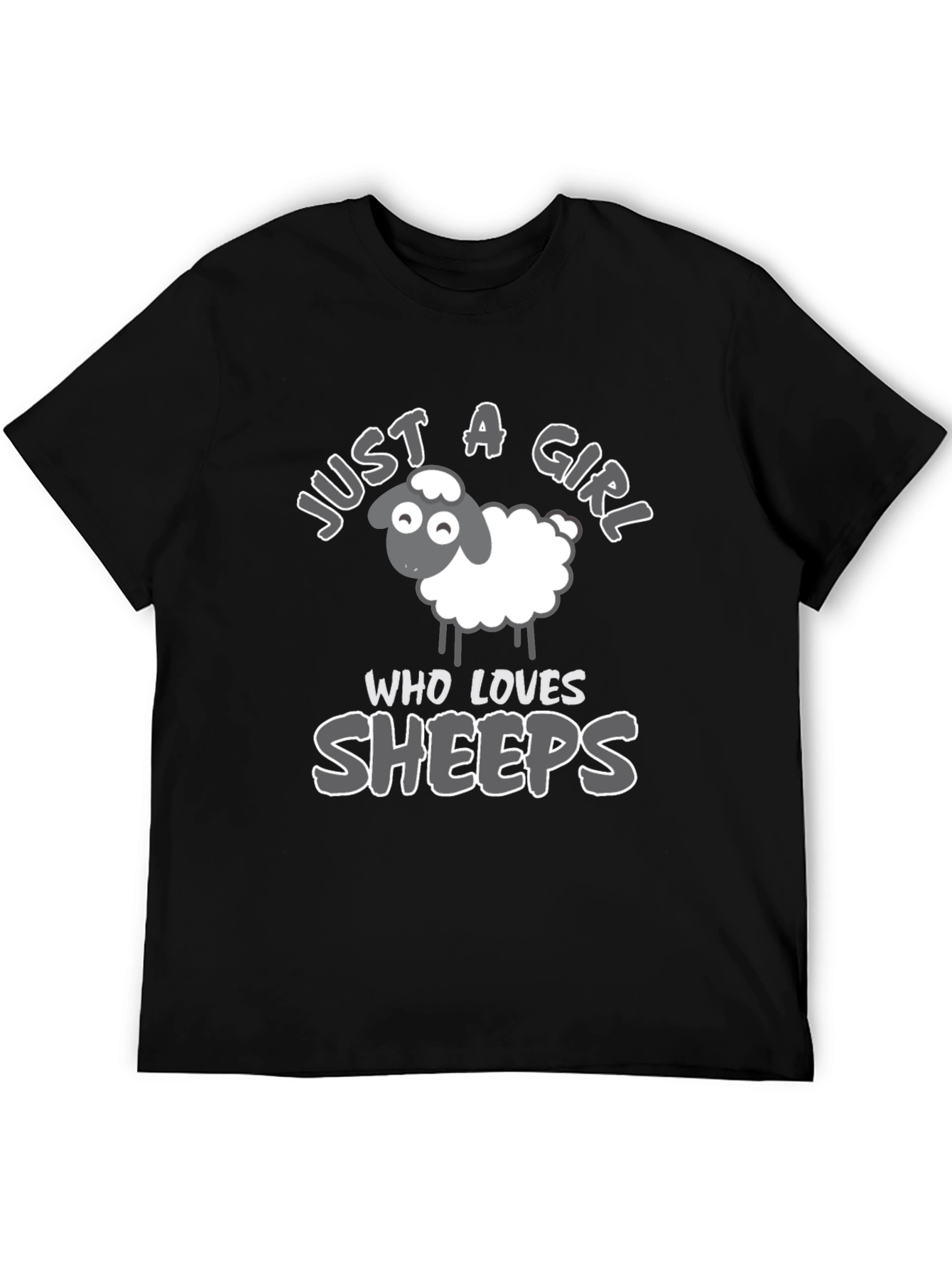Black Just A Girl Who Loves Sheep T-Shirt view 5