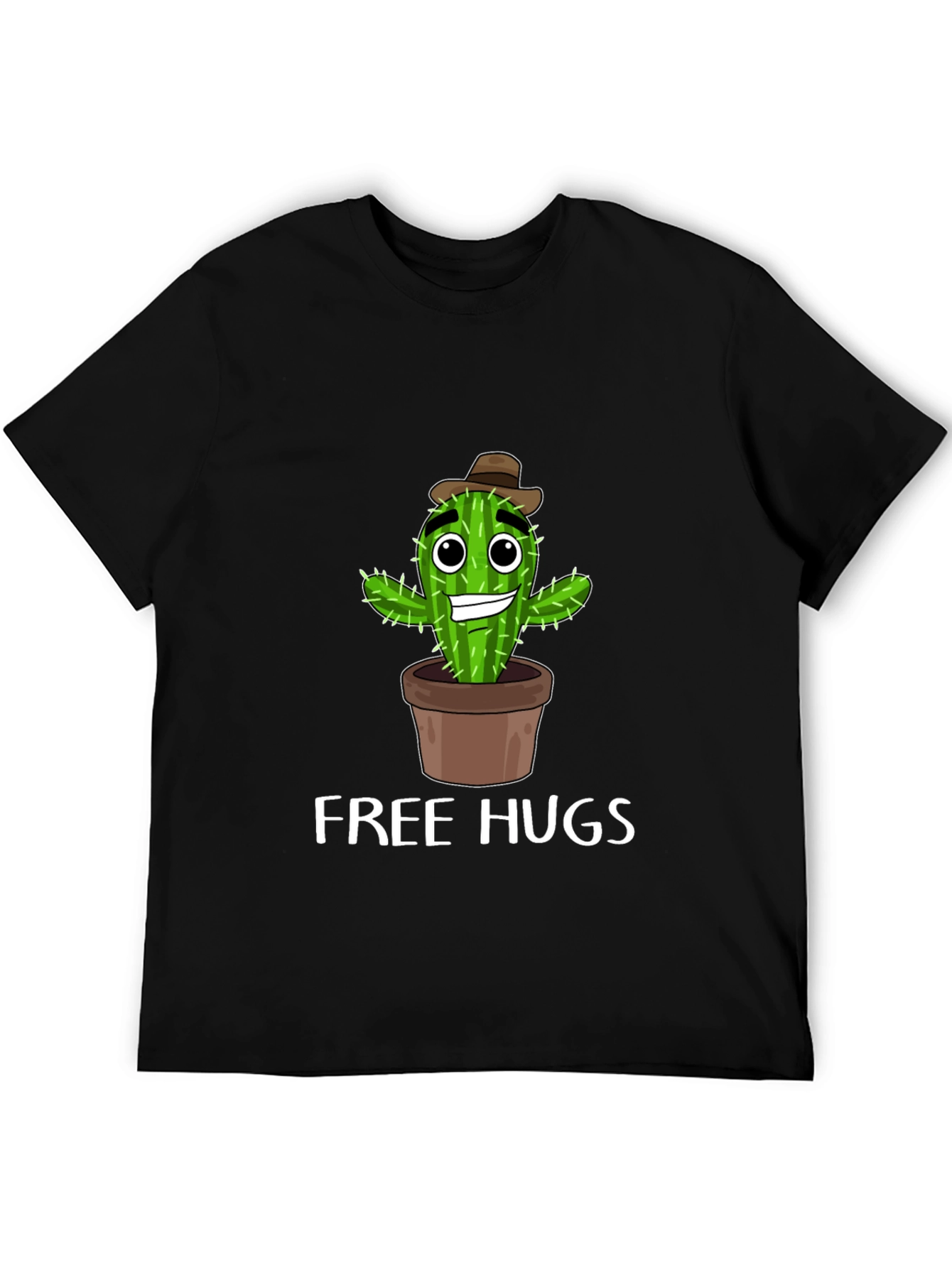 Black Free Hugs Cactus T-Shirt Funny Graphic Tee view 5