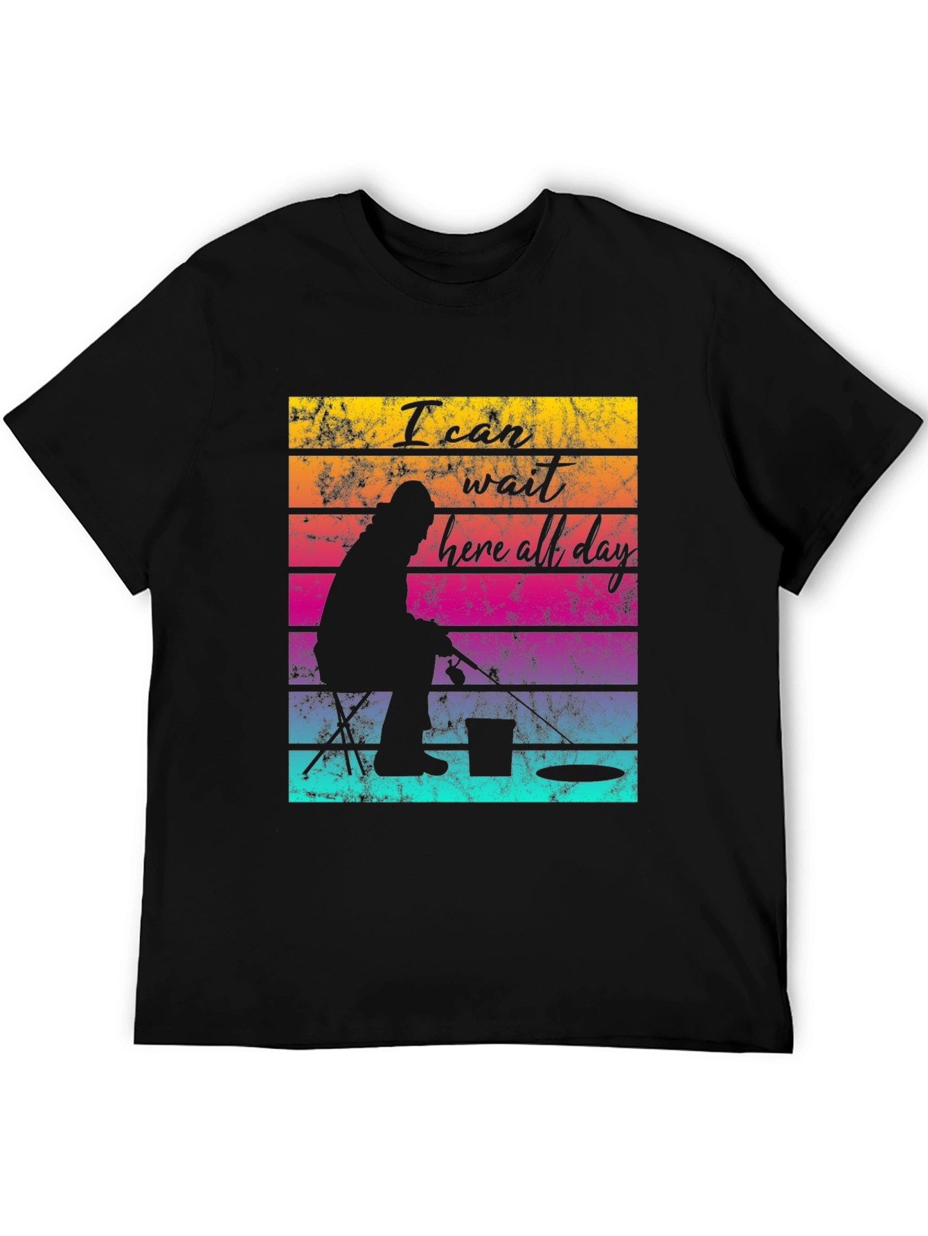 Black Fishing T-Shirt - I Can Wait Here All Day view 5
