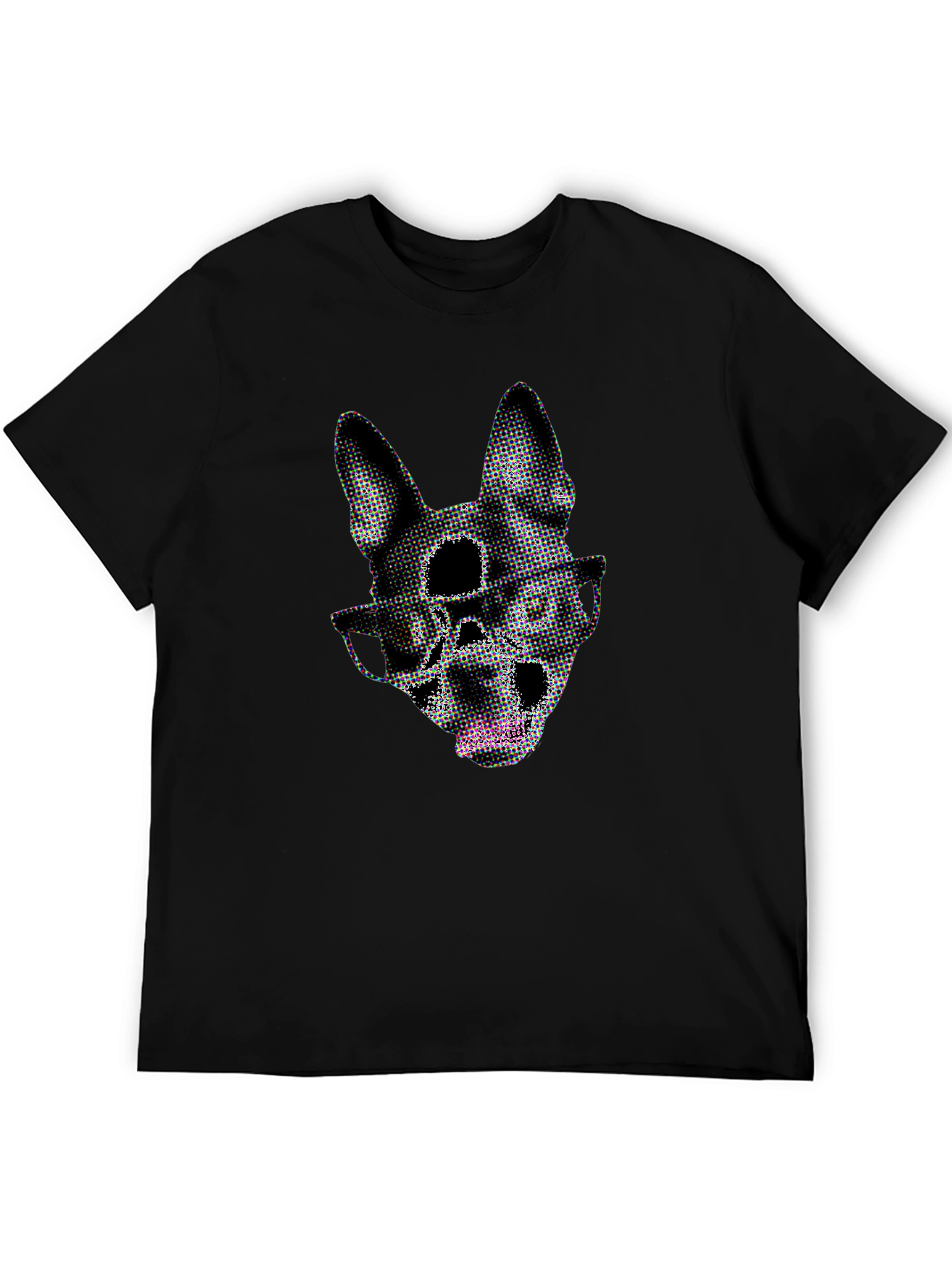 Black Dog Skull Graphic Tee - Black Crew Neck view 5