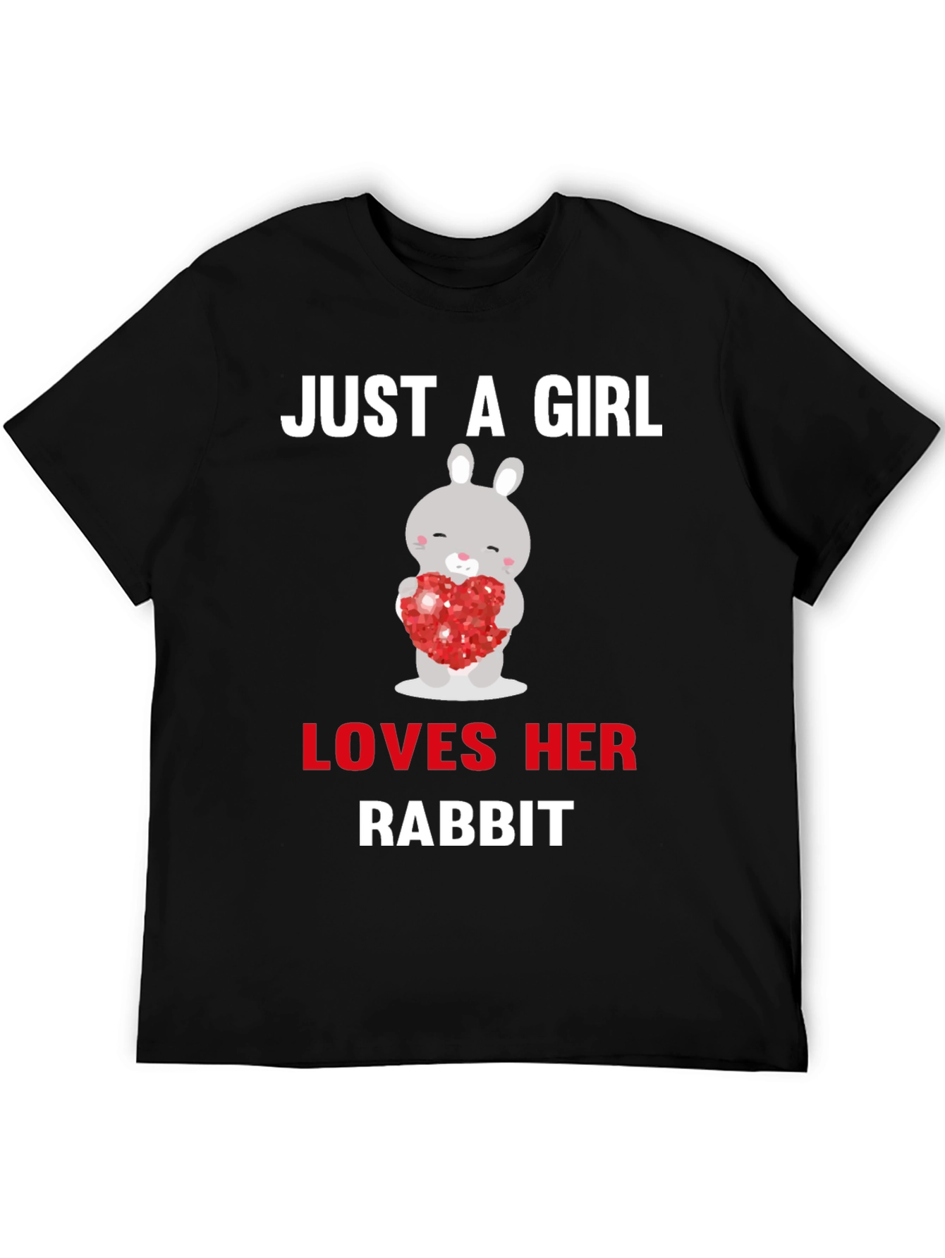 Black Just A Girl Loves Her Rabbit T-Shirt view 5