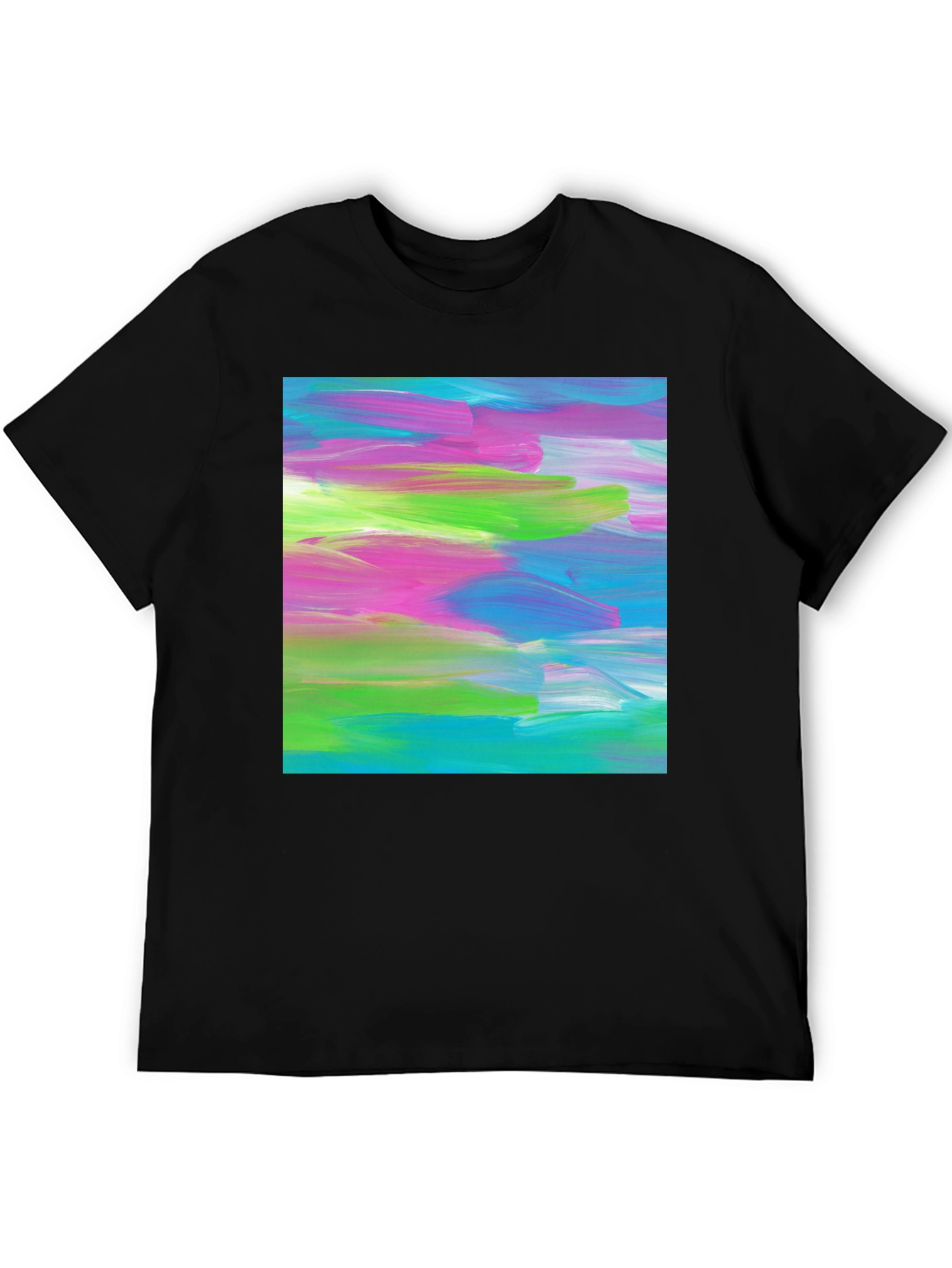 Black Abstract Art Graphic Tee - Modern Brushstroke T-Shirt view 5