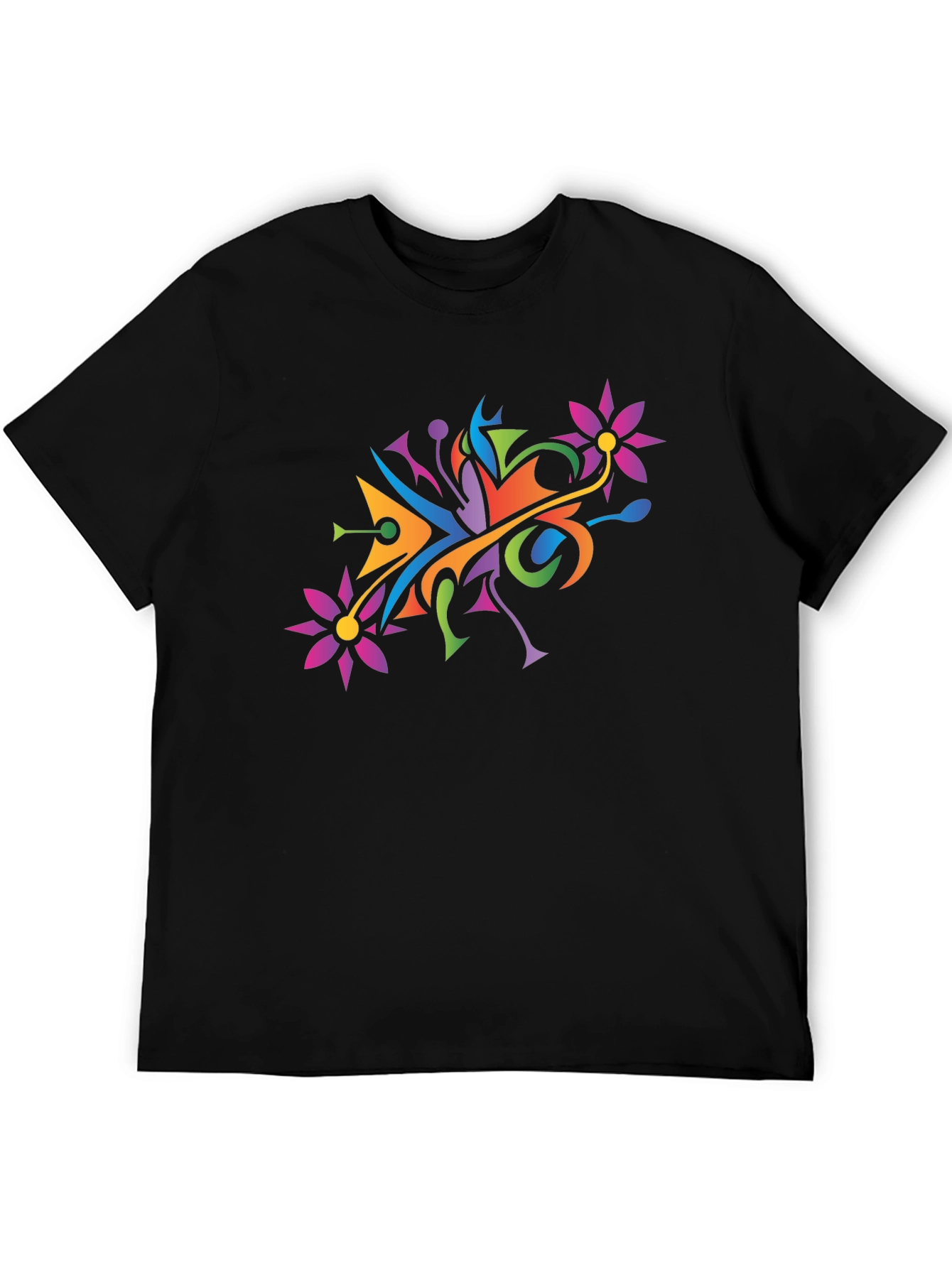 Black Abstract Floral Graphic Print Tee view 5