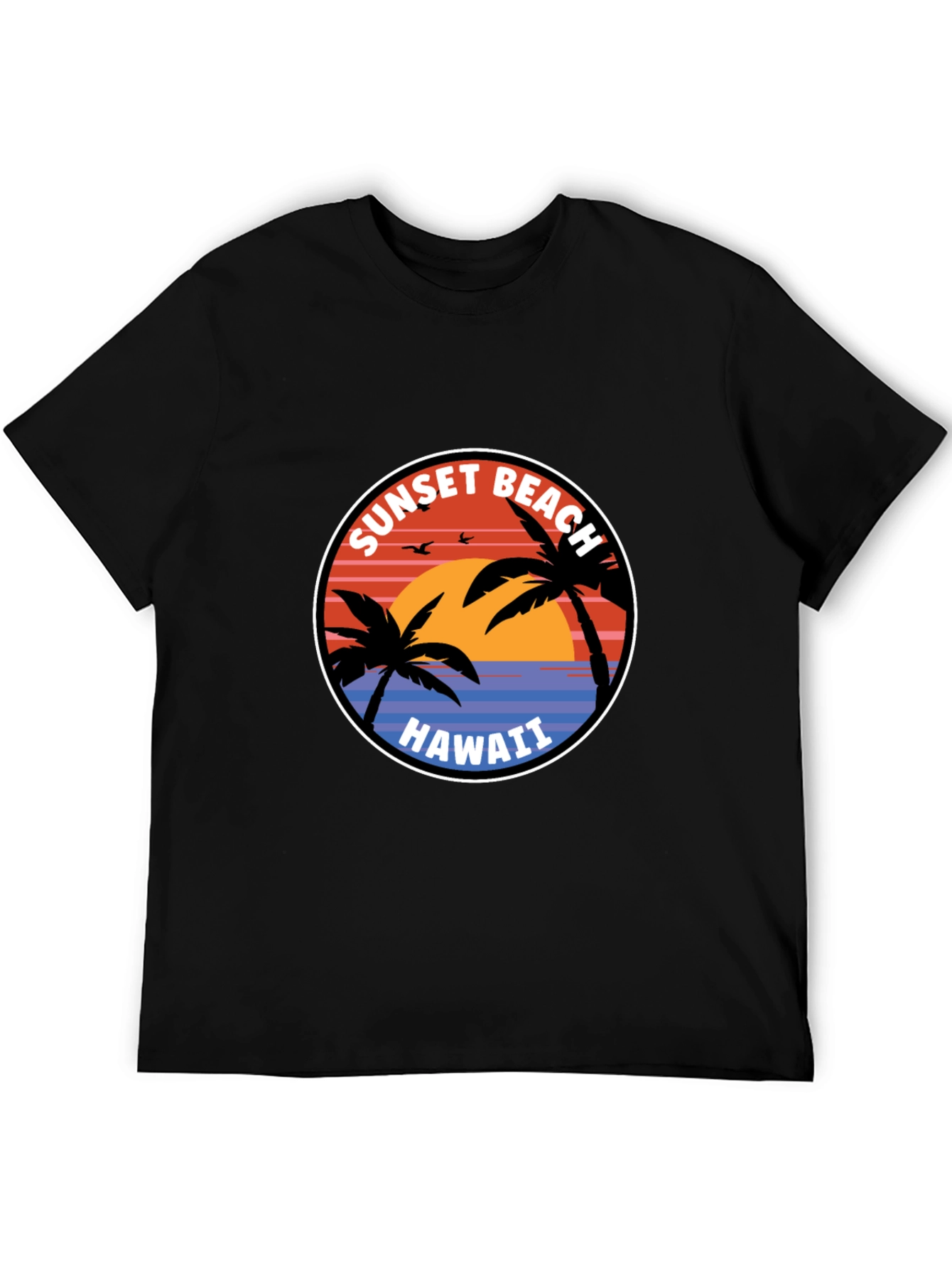 Black Sunset Beach Hawaii T-Shirt view 5