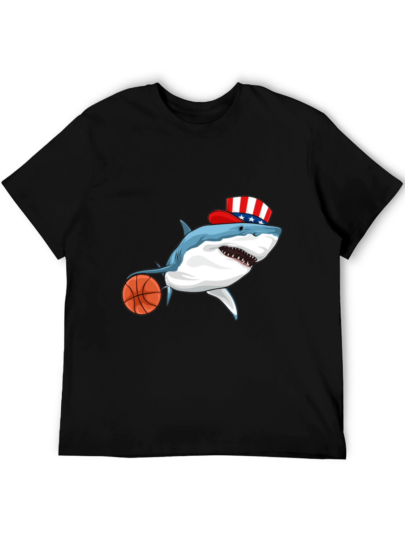 Black Shark Basketball Patriotic T-Shirt view 5