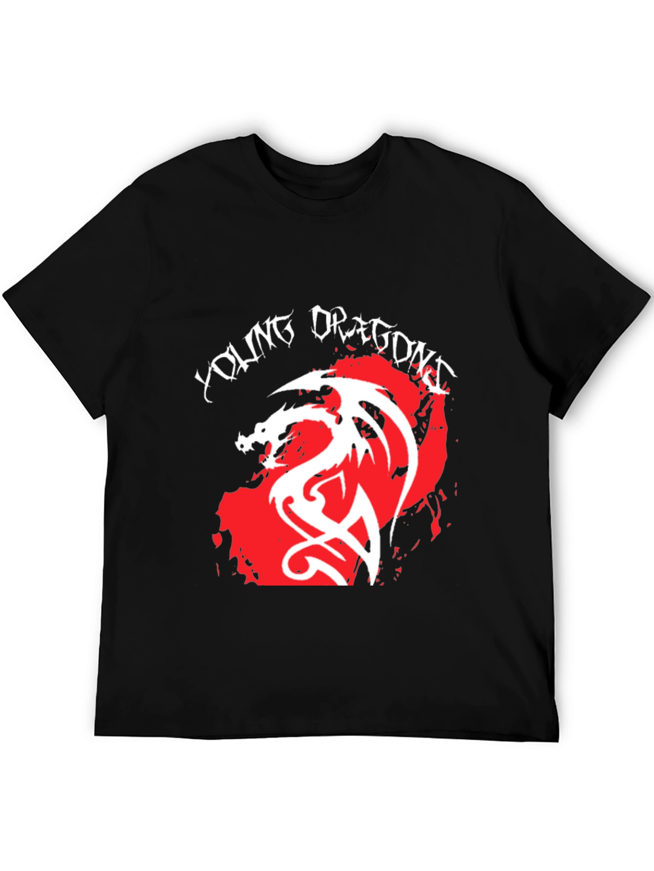 Black Young Dragons Graphic Tee - Black Cotton Blend T-Shirt view 5