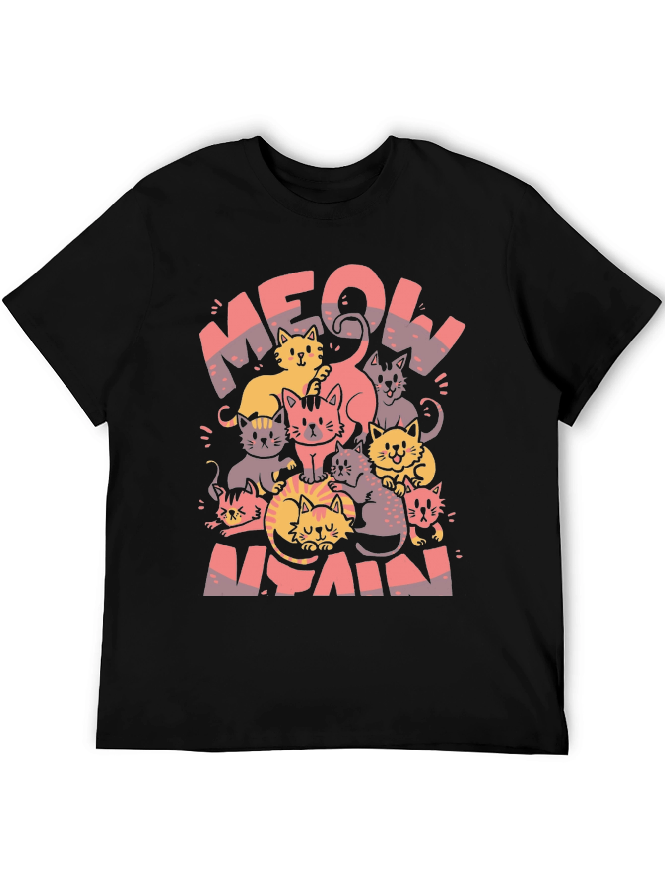 Black Meow Again T-Shirt - Cute Cat Lover Tee view 5