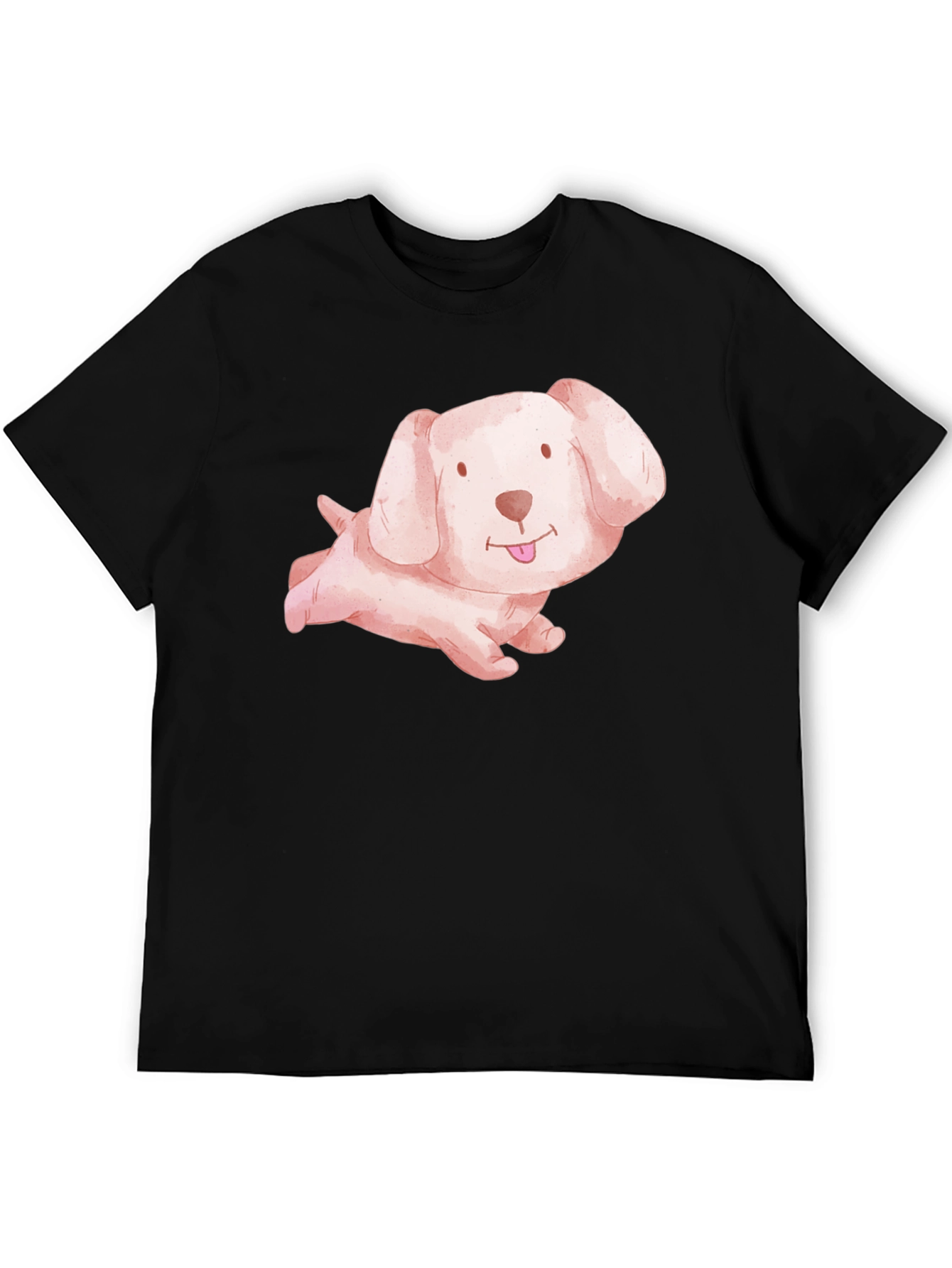 Black Cute Puppy Dog Black T-Shirt view 5