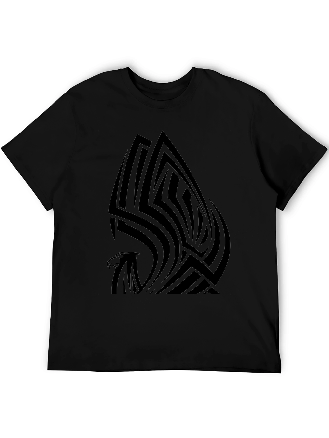 Black Tribal Eagle Graphic Tee - Stylish Men's Black T-Shirt view 5