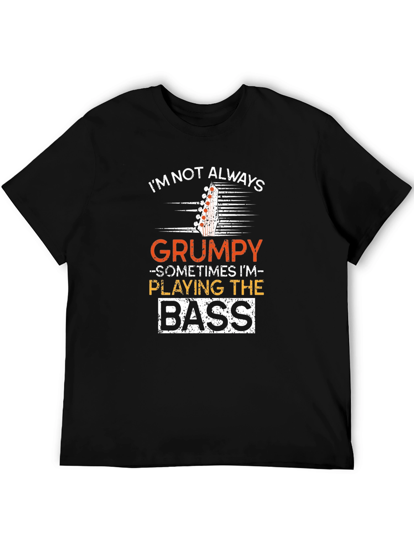 Black Grumpy Bass Player T-Shirt - Musician Humor Tee view 5