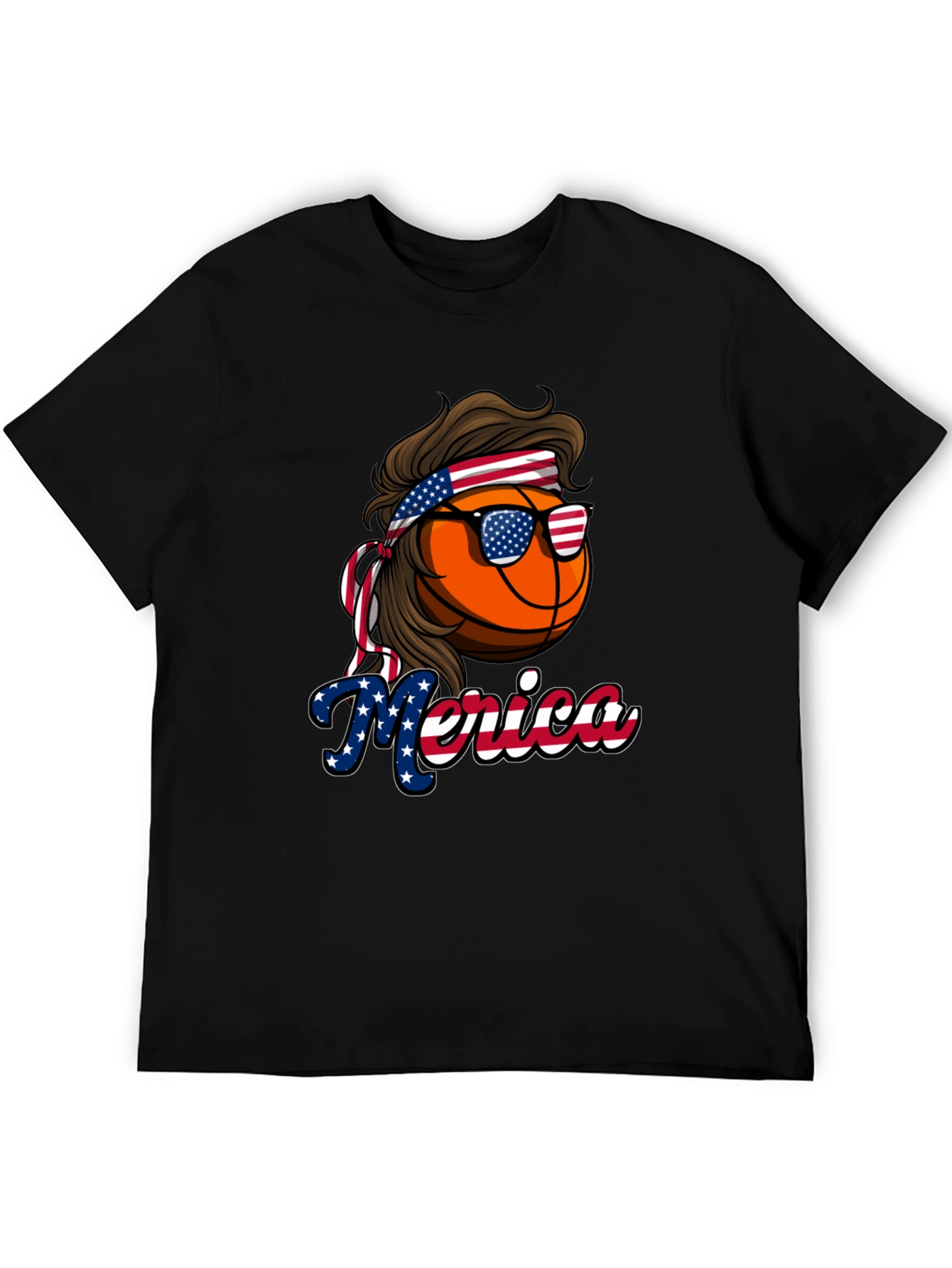 Black Basketball Merica T-Shirt, Patriotic Tee view 5