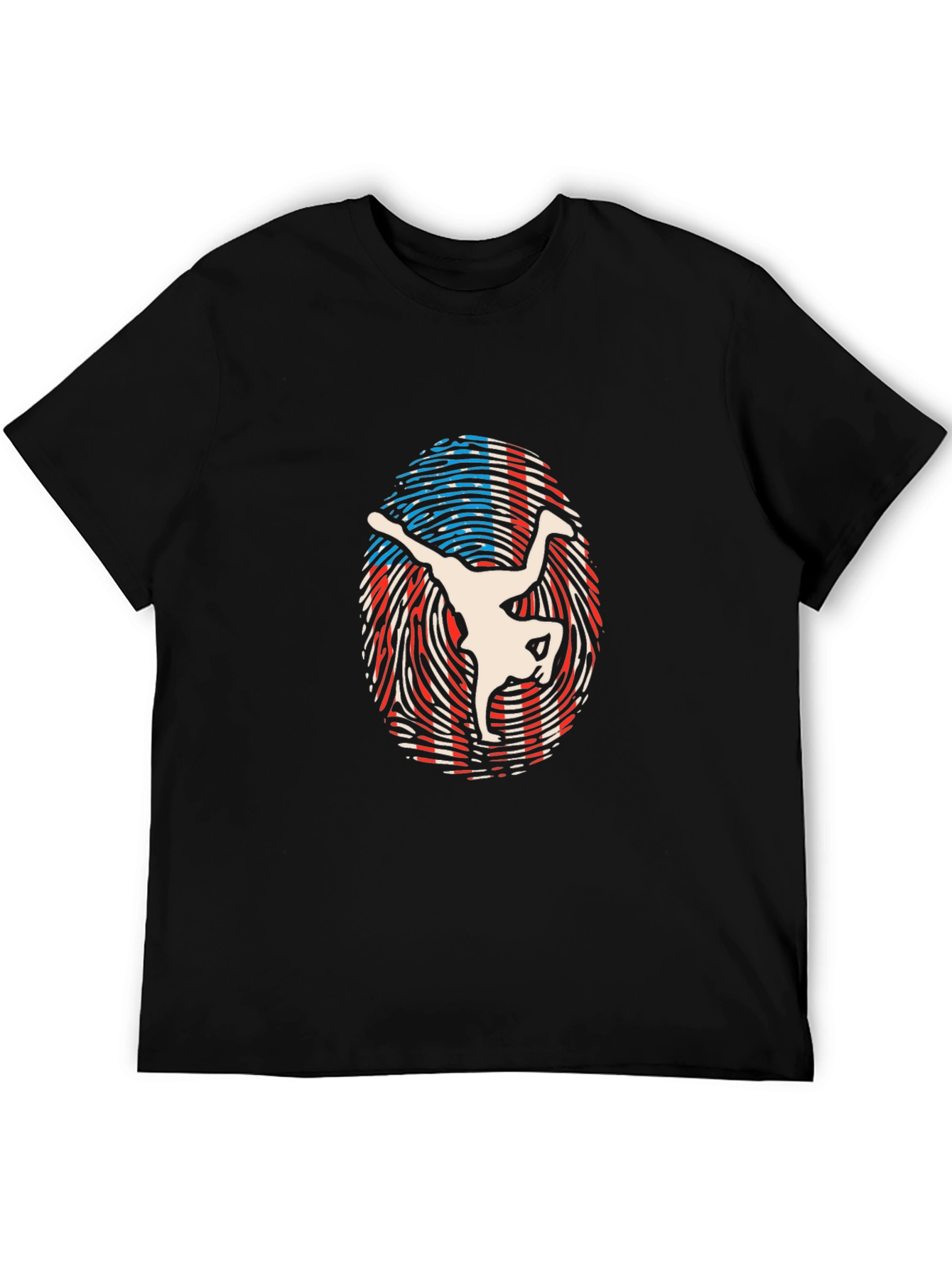 Black USA Fingerprint Breakdancer Black T-Shirt view 5