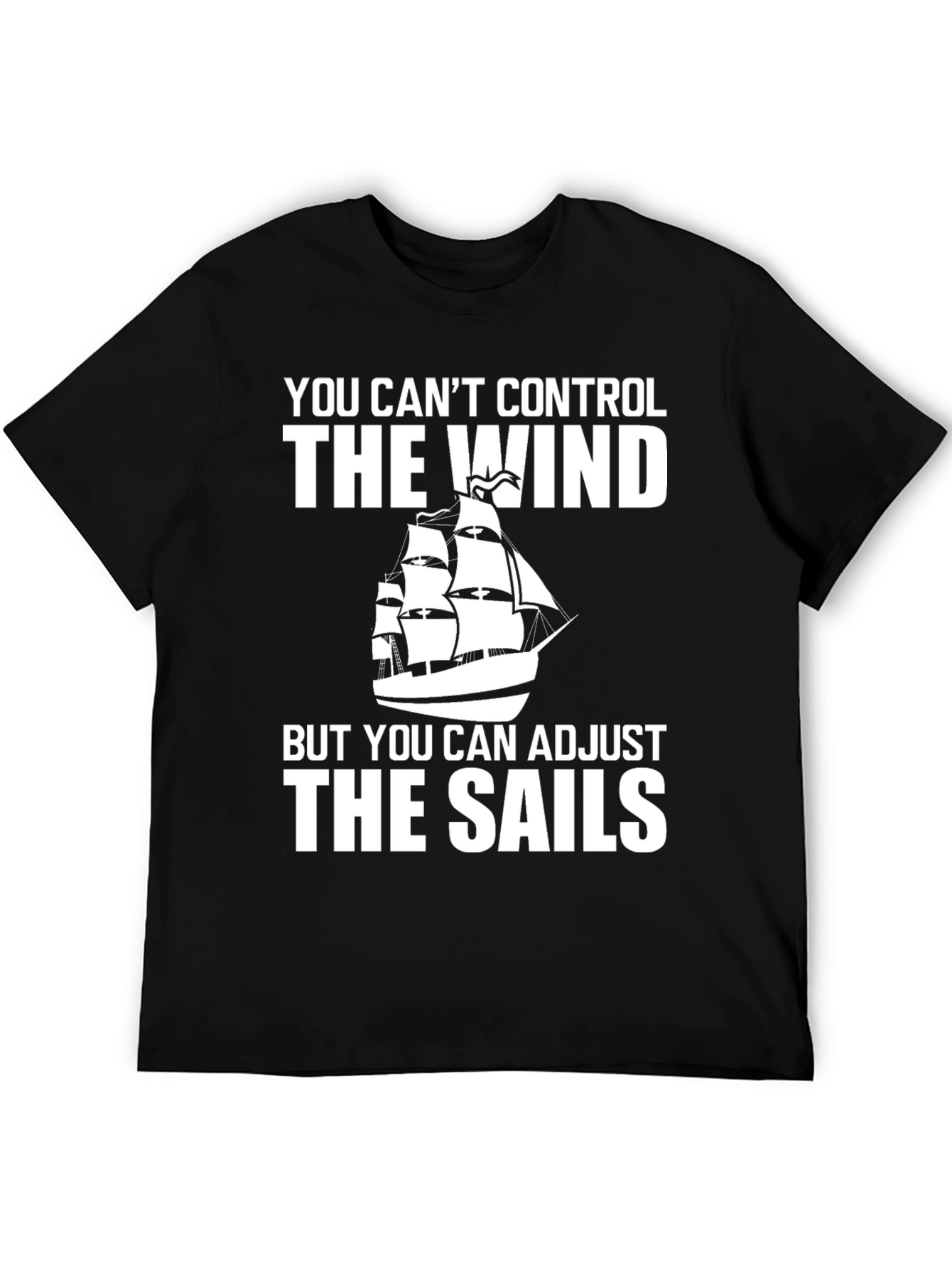 Black Nautical T-Shirt: Adjust the Sails Tee view 5