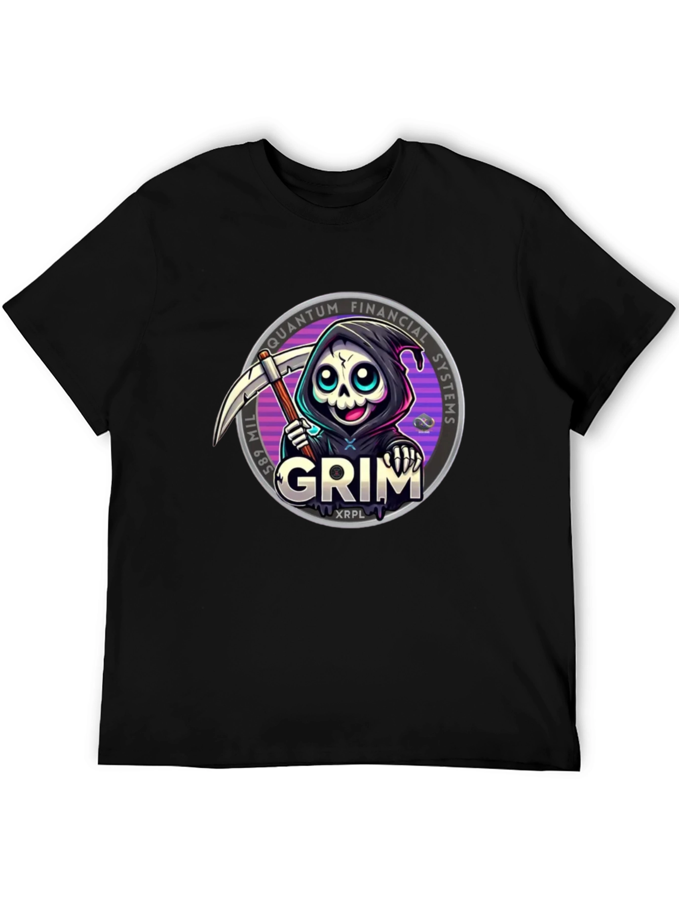 Black Grim Reaper Crypto T-Shirt - Quantum Financial Systems view 5