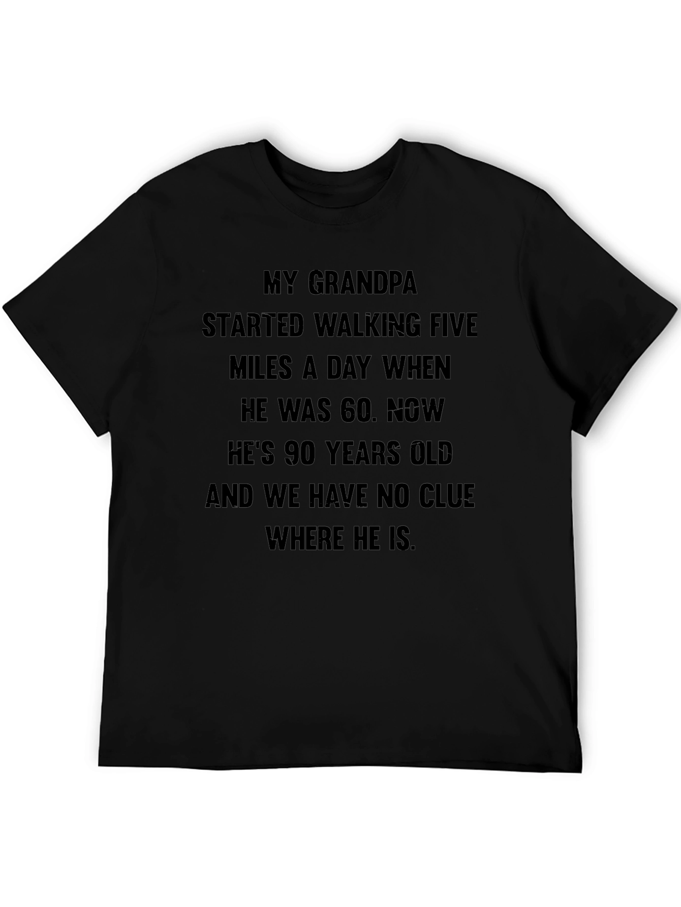 Black Humorous Grandpa Walking T-Shirt view 5