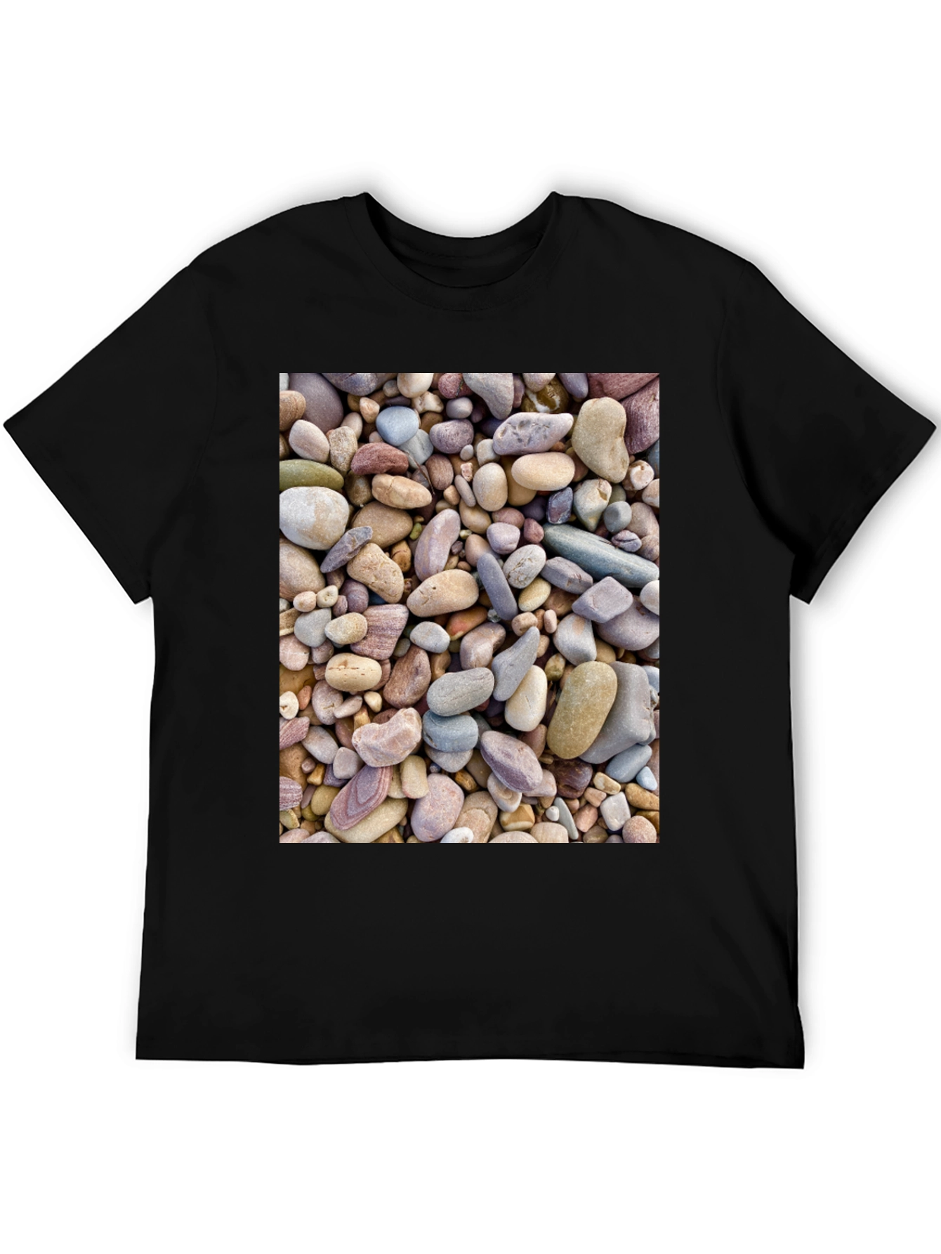 Black Rocky Beach T-Shirt - Coastal Stone Design view 5