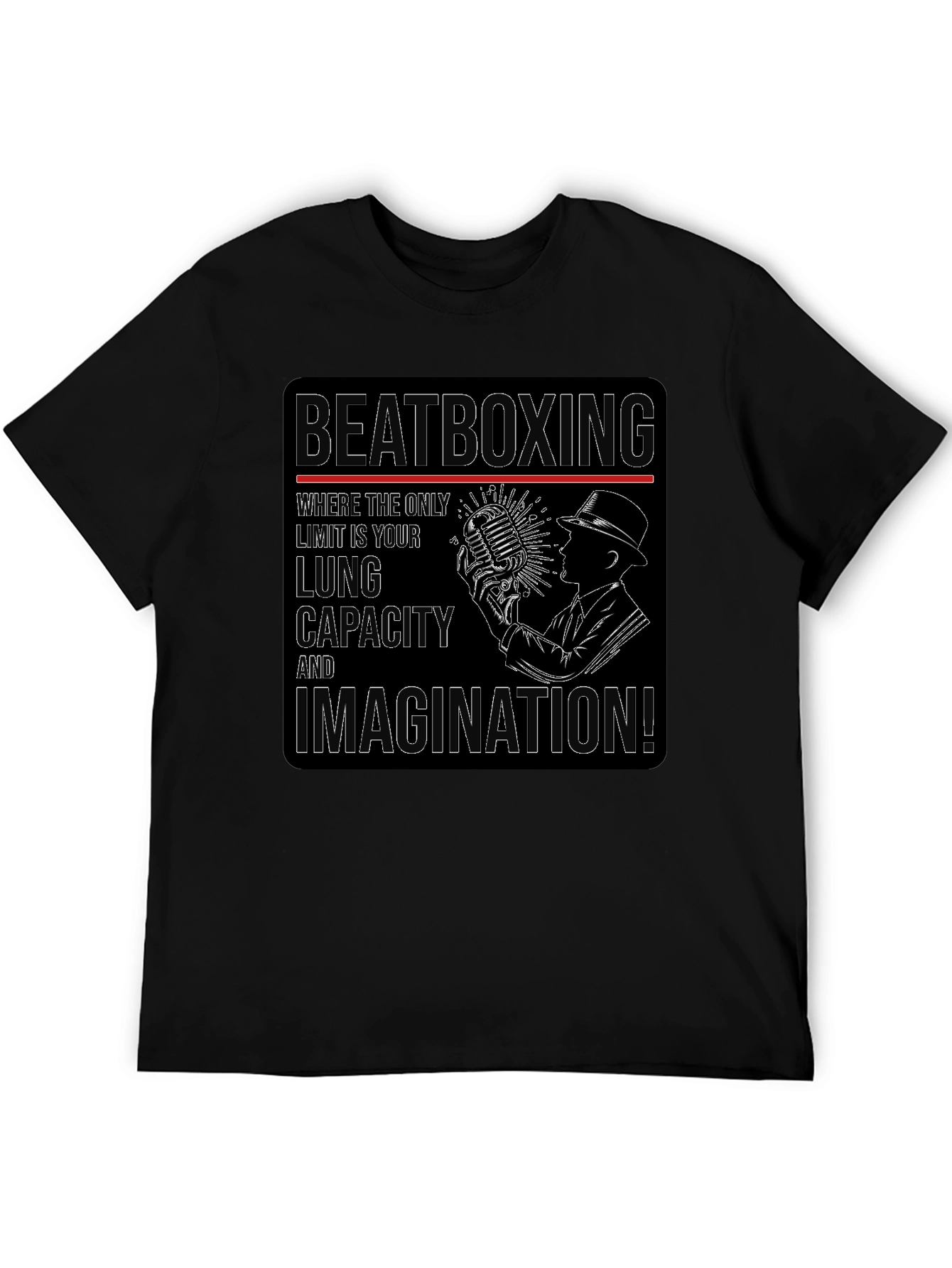 Black Beatboxing Lung Capacity Imagination T-Shirt view 5