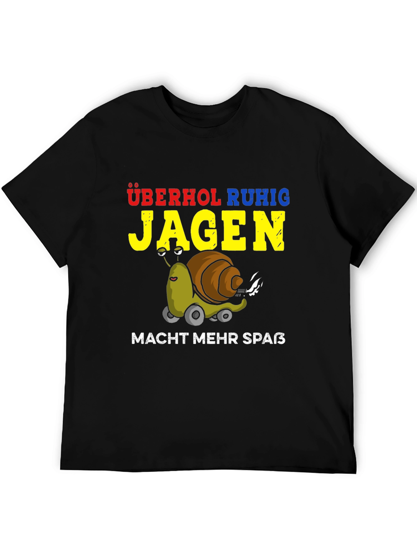 Black Funny Snail Racing T-Shirt - Overhol Ruhig Jagen view 5