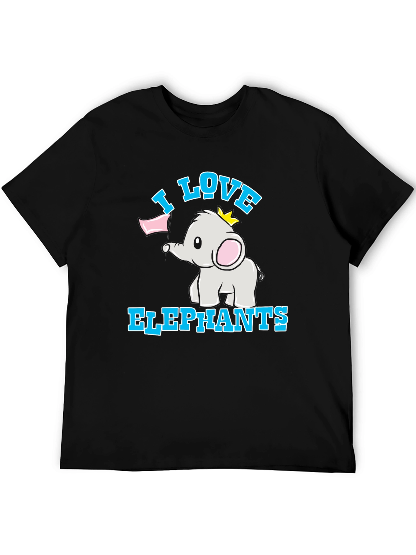 Black I Love Elephants Black T-Shirt view 5