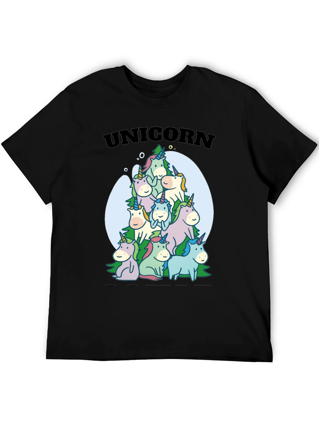 Black Unicorn Family Pile Black T-Shirt view 5