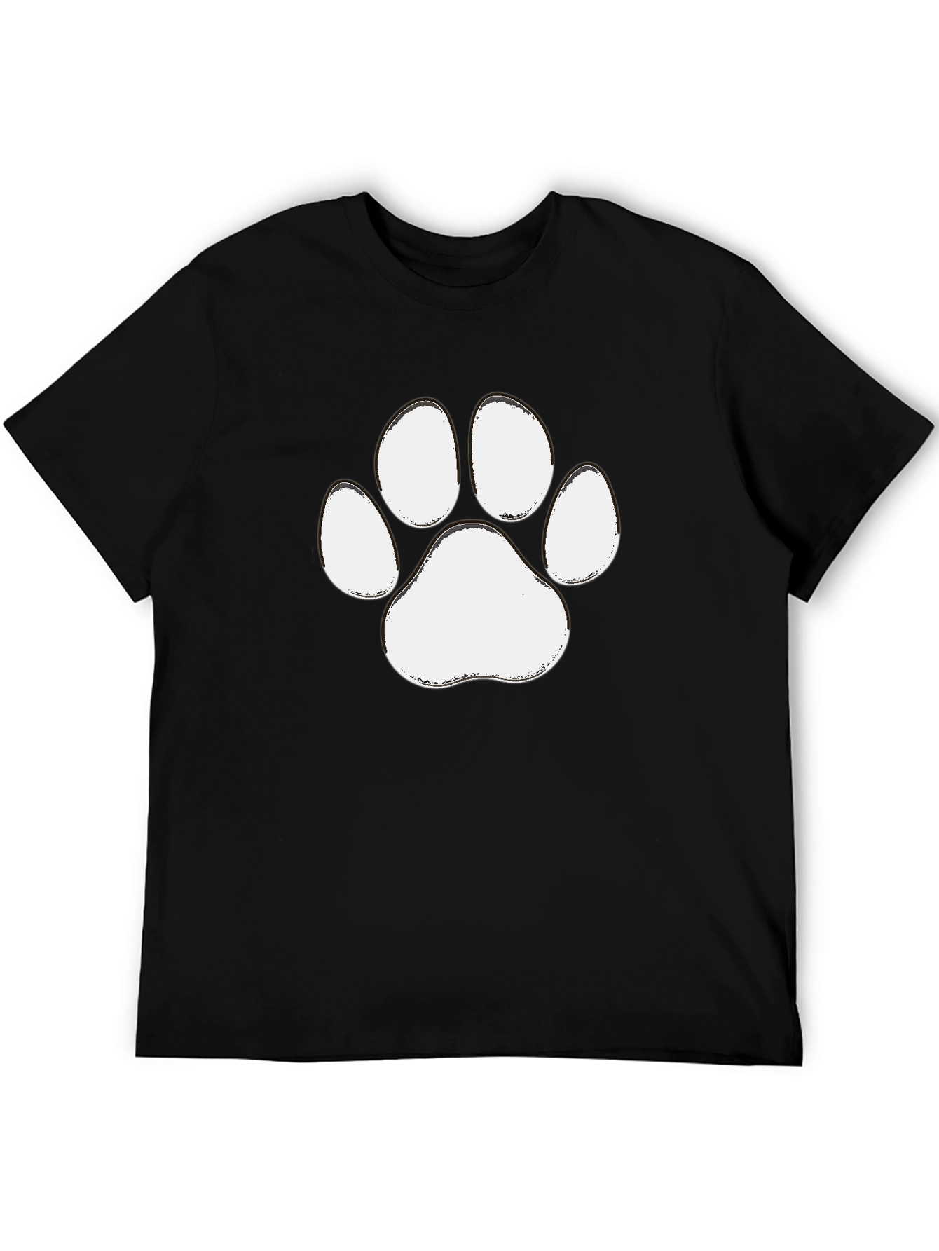 Black Paw Print Graphic Tee - Casual Black T-Shirt view 5