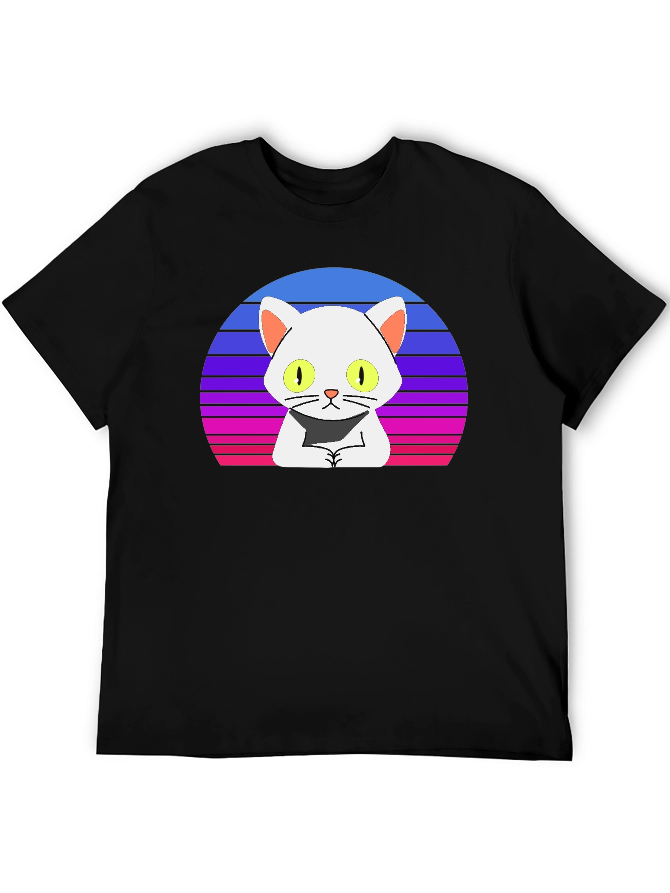 Black Retro Cat T-Shirt - Cool Cartoon Design view 5