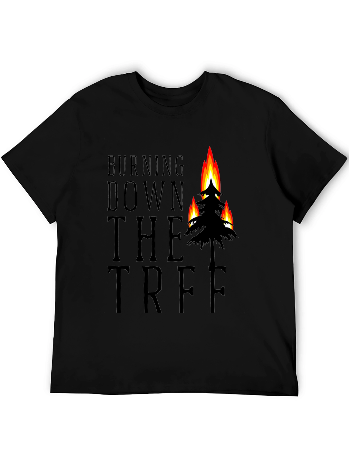 Black Burning Down the Tree Black Graphic T-Shirt view 5
