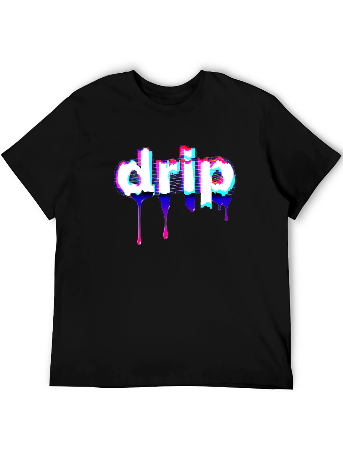 Black Drip Glitch T-Shirt - Stylish Black Tee view 5