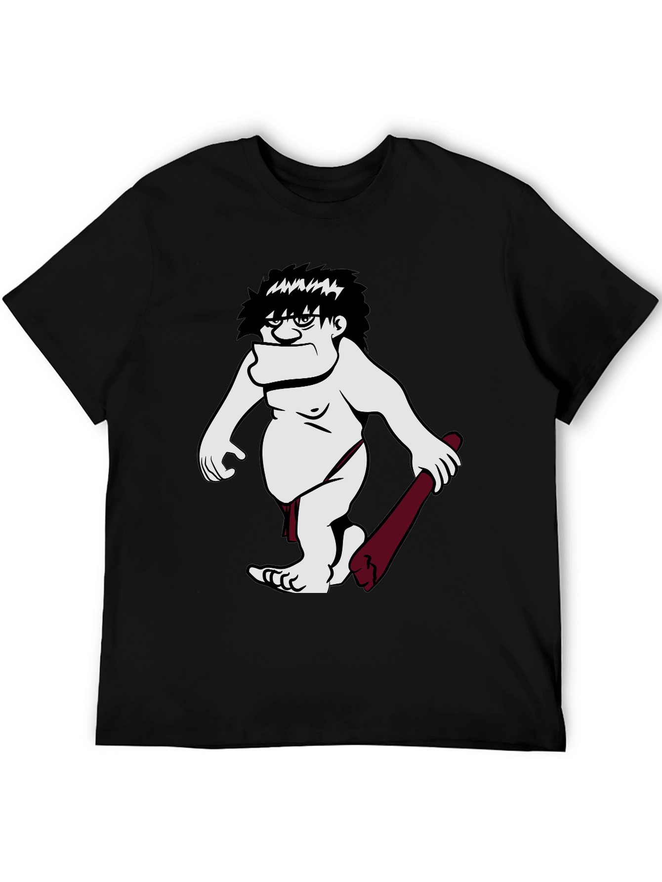 Black Funny Caveman Graphic Tee - Black Short Sleeve Shirt view 5