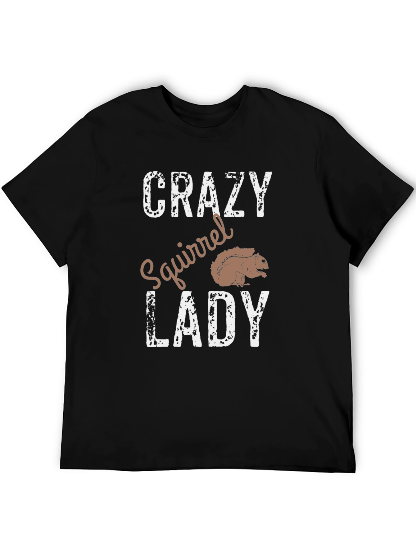 Black Crazy Squirrel Lady T-Shirt - Novelty Graphic Tee view 5