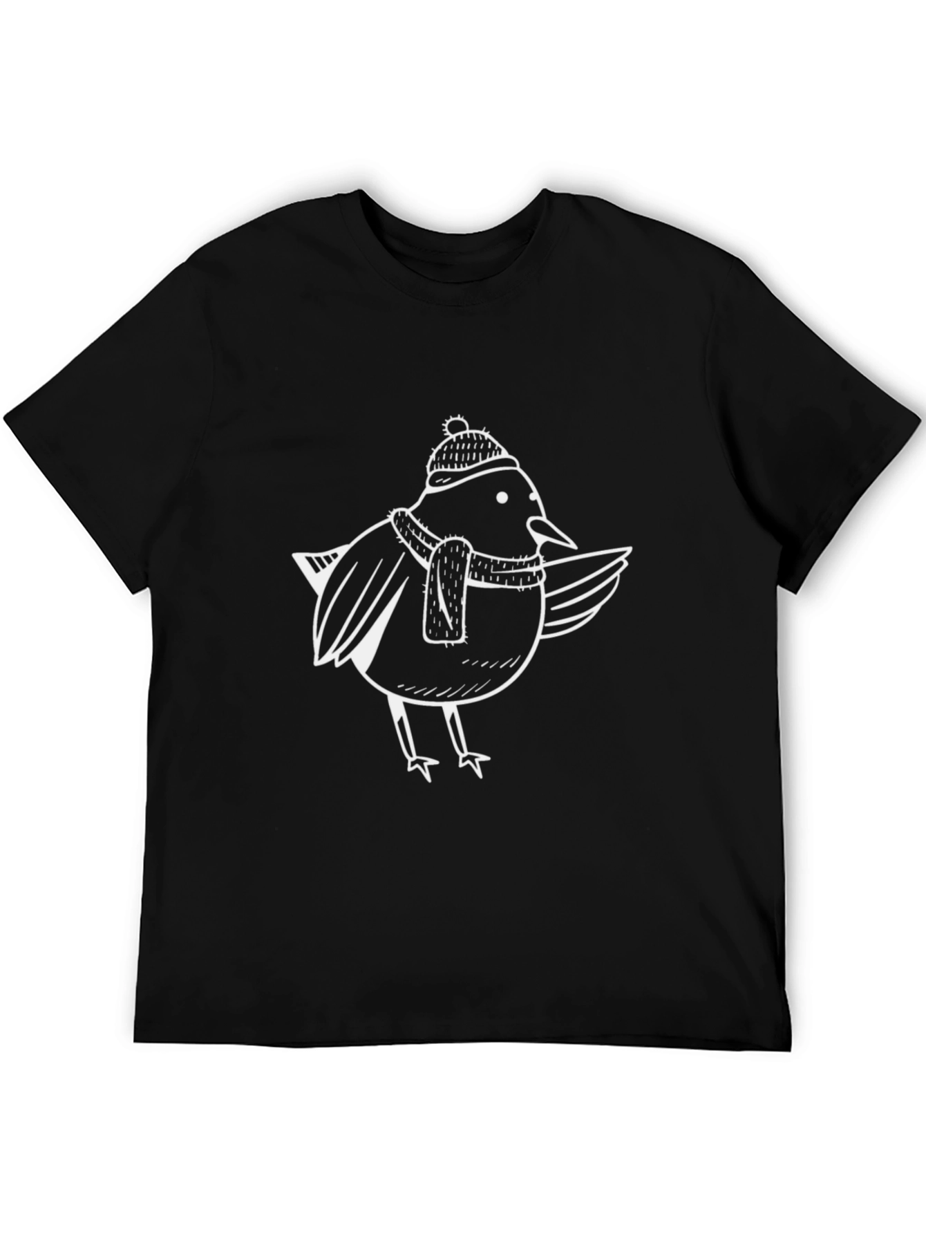 Black Winter Bird T-Shirt - Cute Holiday Tee view 5