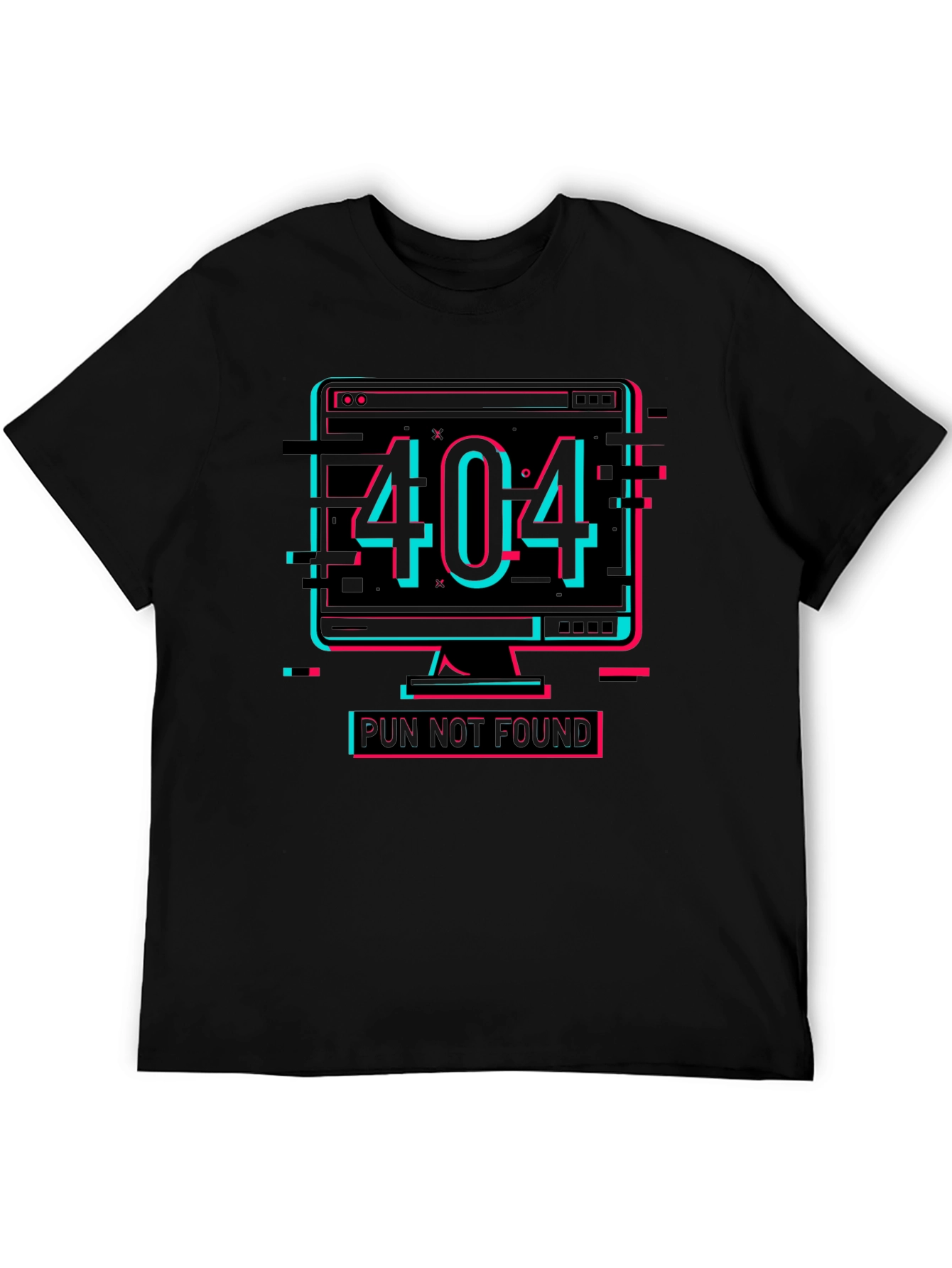 Black 404 Pun Not Found Graphic Tee - Humor Shirt view 5