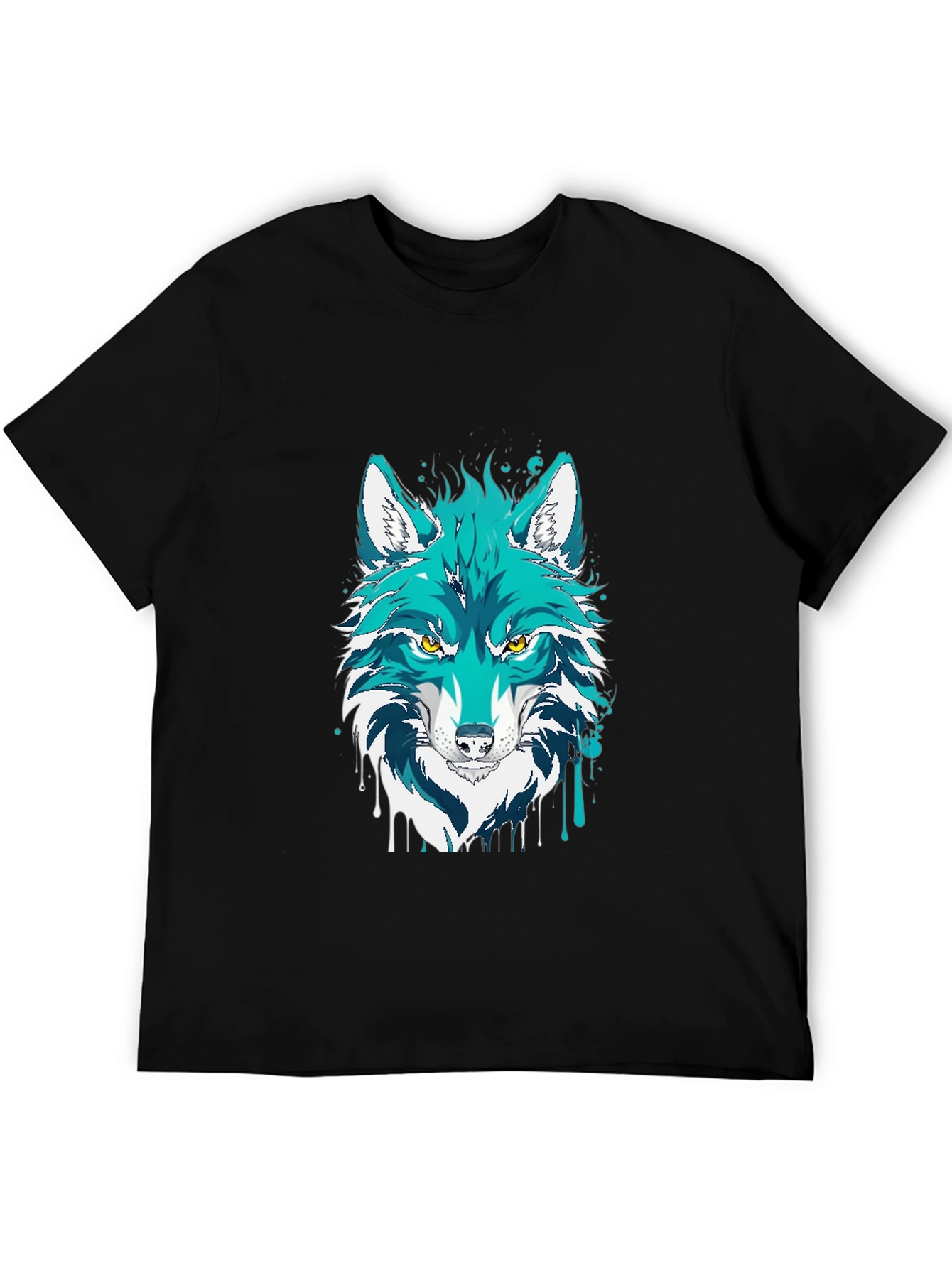 Black Wolf Graphic Print Black T-Shirt view 5
