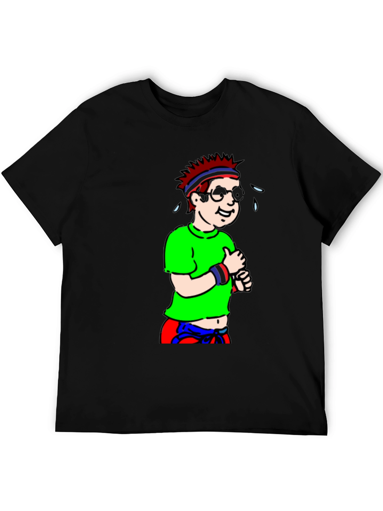 Black Cartoon Jogger Graphic Tee - Black view 5