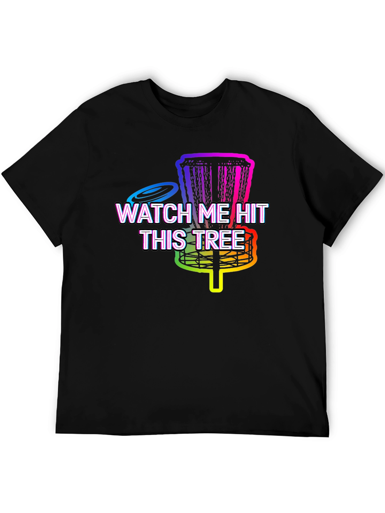 Black Funny Disc Golf T-Shirt - Watch Me Hit This Tree view 5