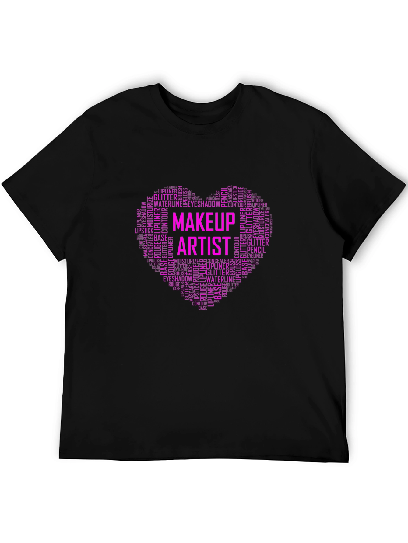 Black Makeup Artist Word Art Heart T-Shirt view 5