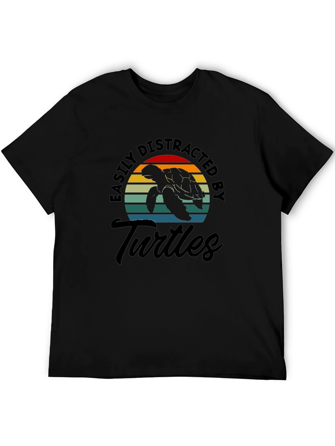 Black Easily Distracted by Turtles Graphic T-Shirt view 5