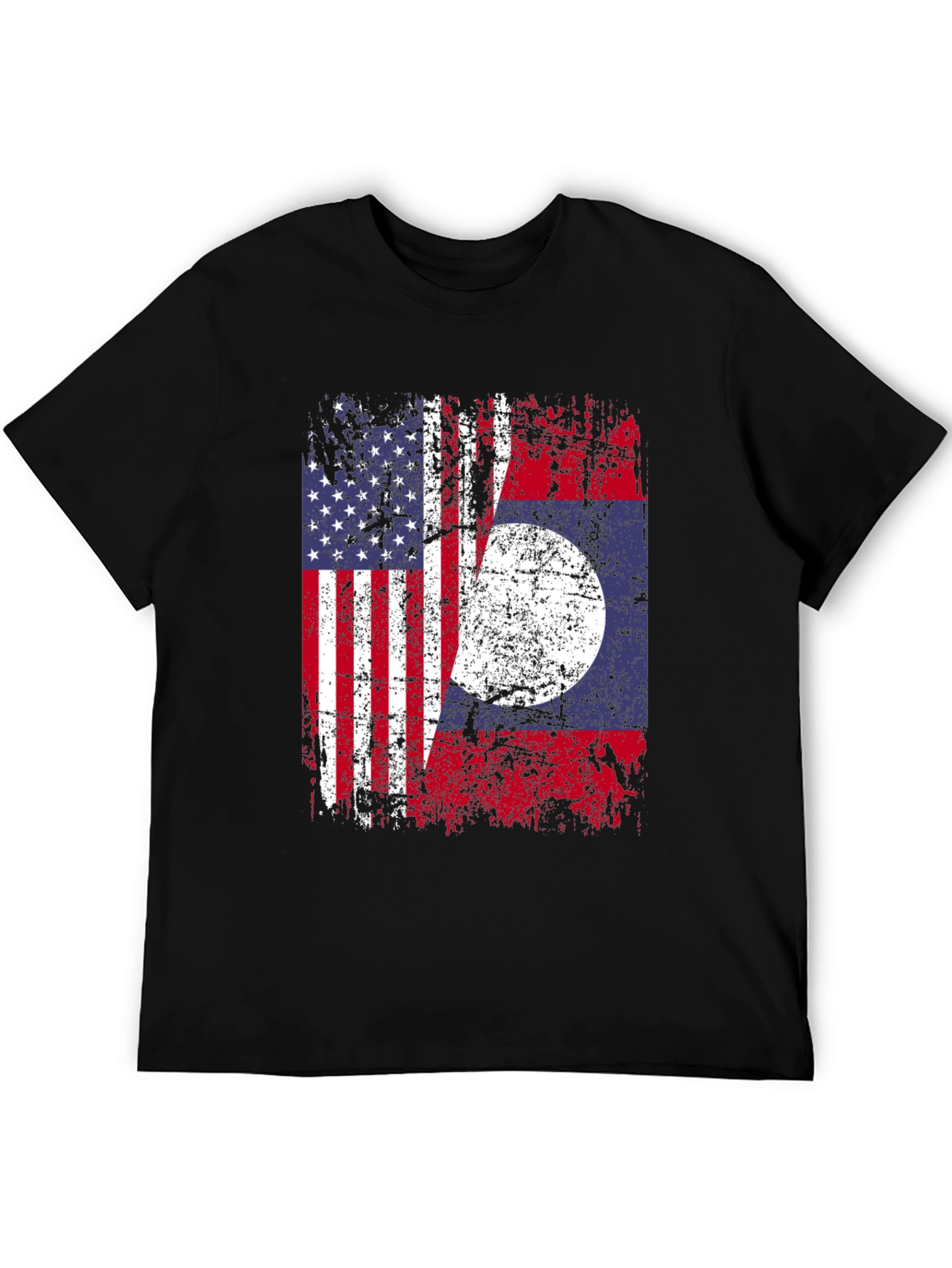 Black USA Laos Flag T-Shirt, Patriotic Tee view 5