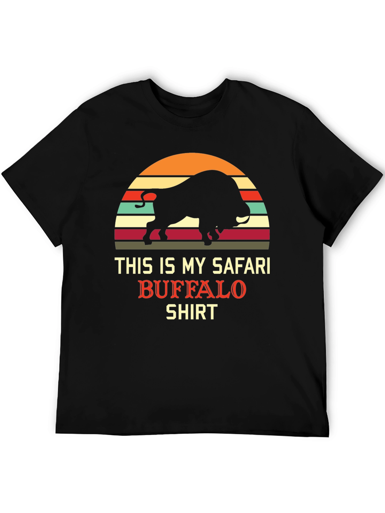 Black Safari Buffalo Graphic Tee - Retro Style view 5