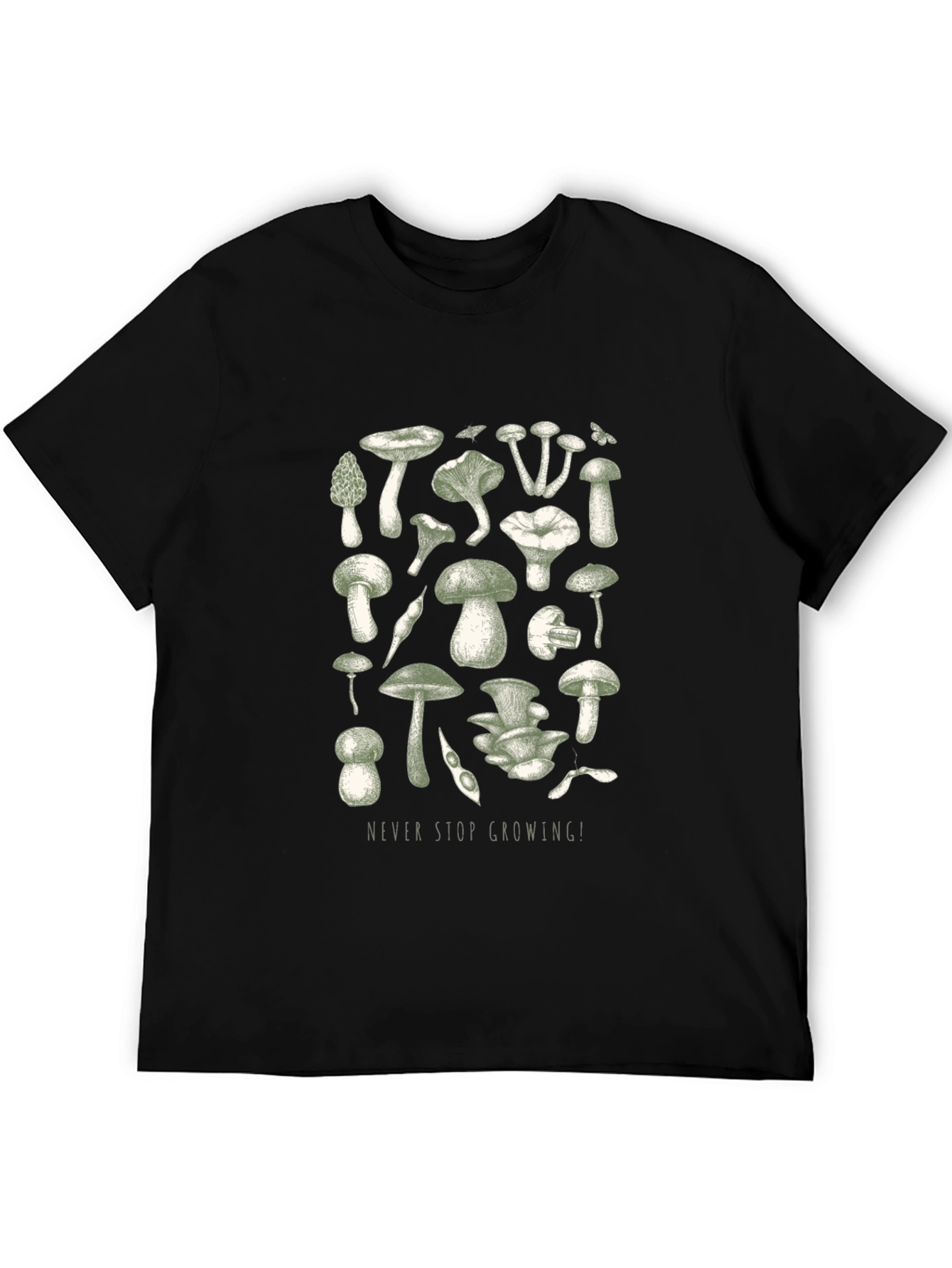 Black Mushroom Print Graphic Tee view 5