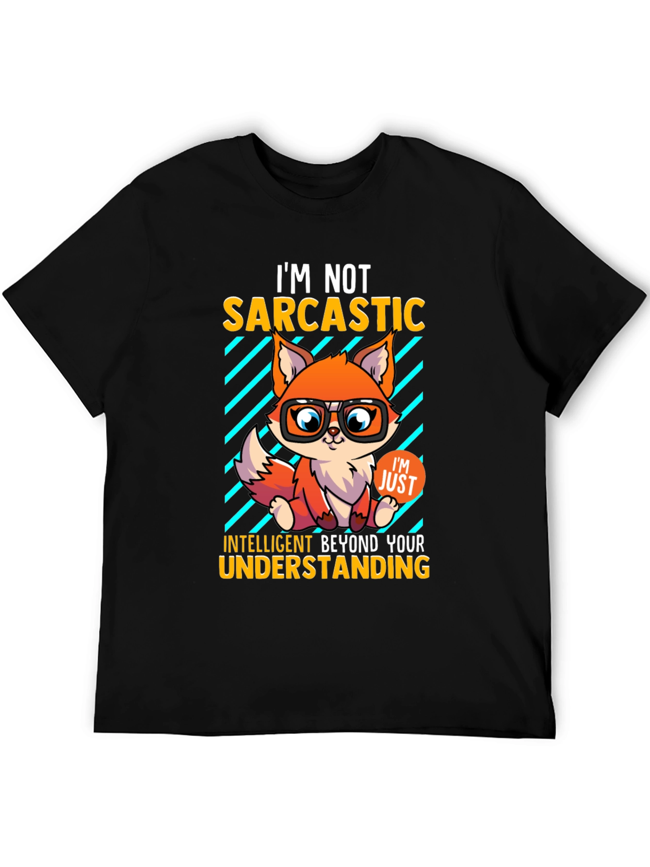Black Sarcastic Fox Graphic Tee - Intelligent Humor view 5