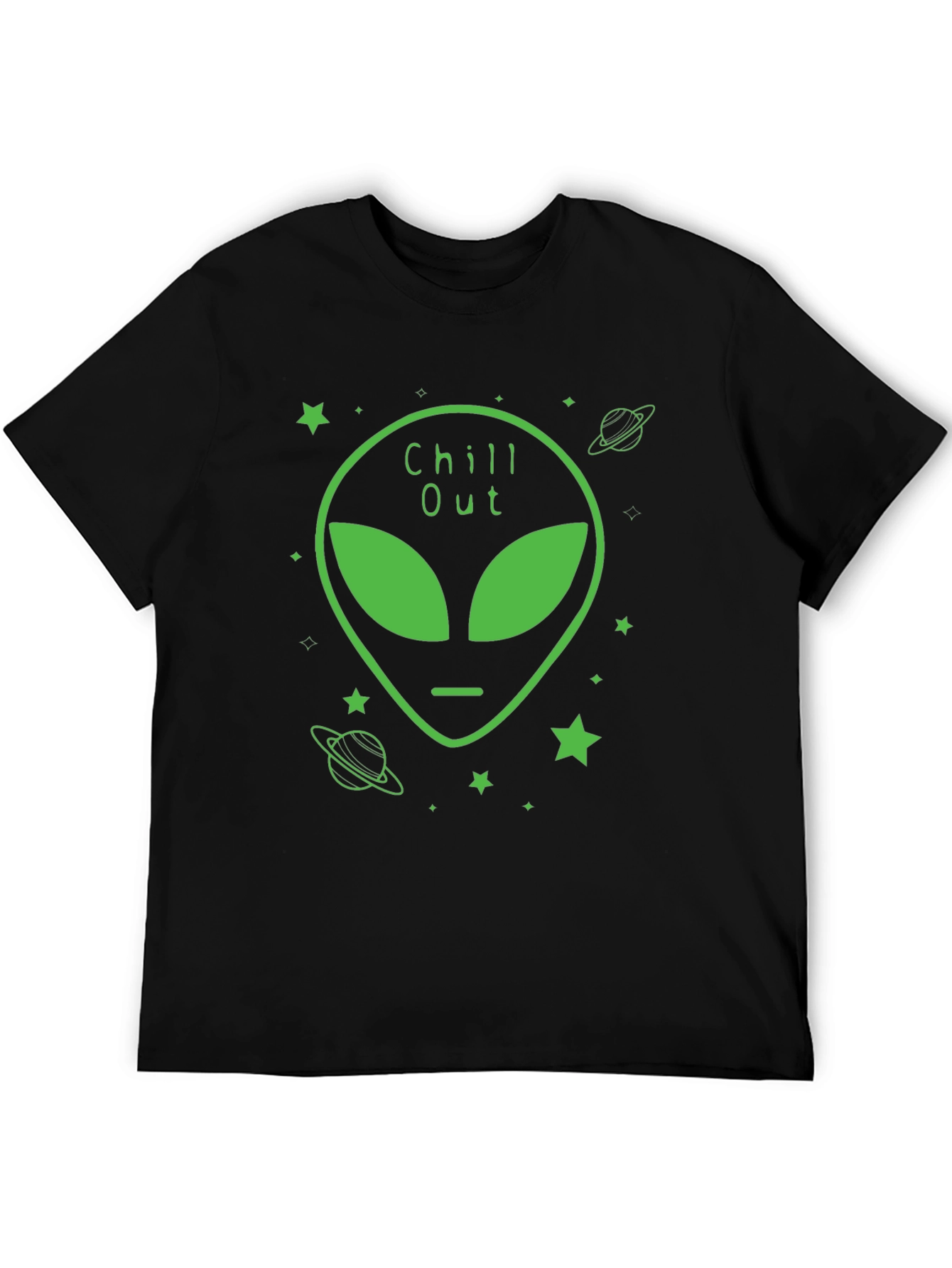 Black Chill Out Alien Graphic Black T-Shirt view 5