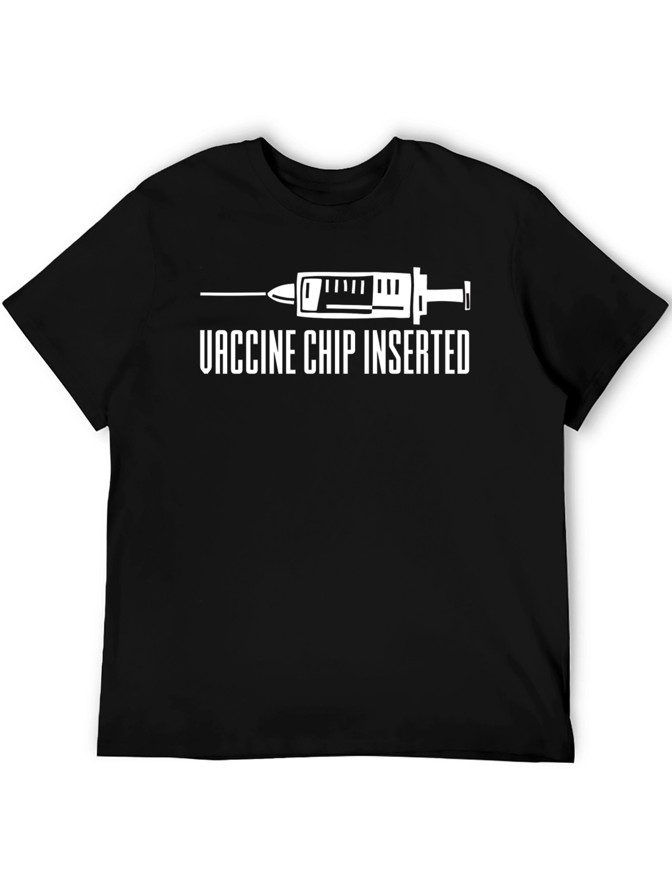 Black Vaccine Chip Inserted Black Graphic Tee view 5
