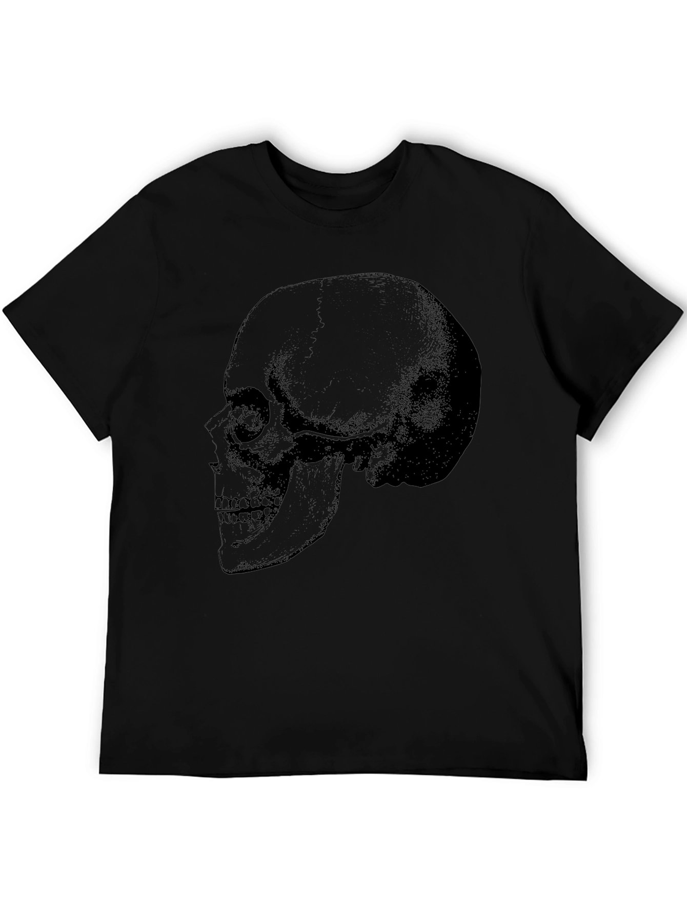 Black Skull Graphic Tee - Men's Black Cotton T-Shirt view 5