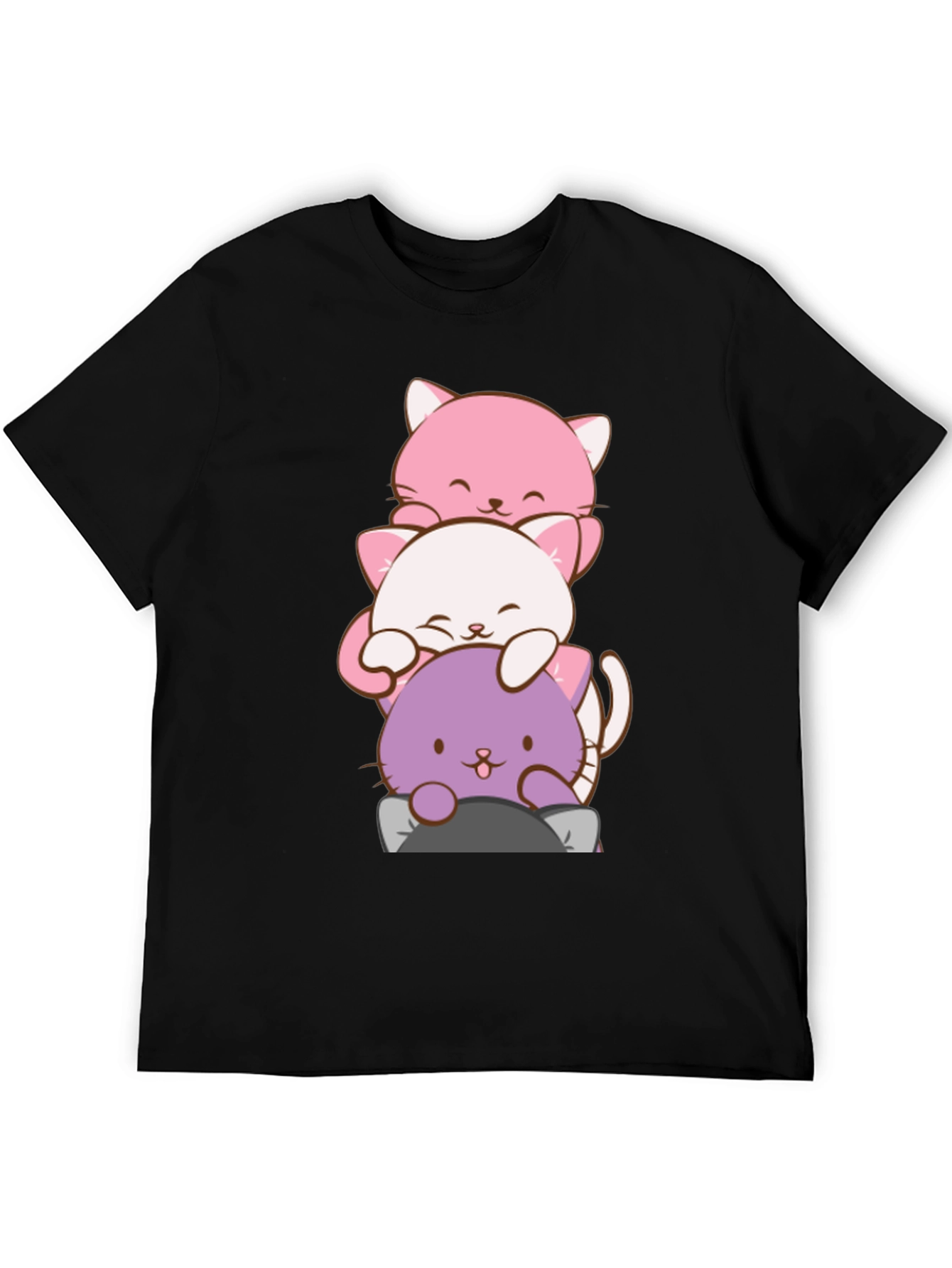 Cute Cat Stack T-Shirt - Kawaii Anime Style - 5