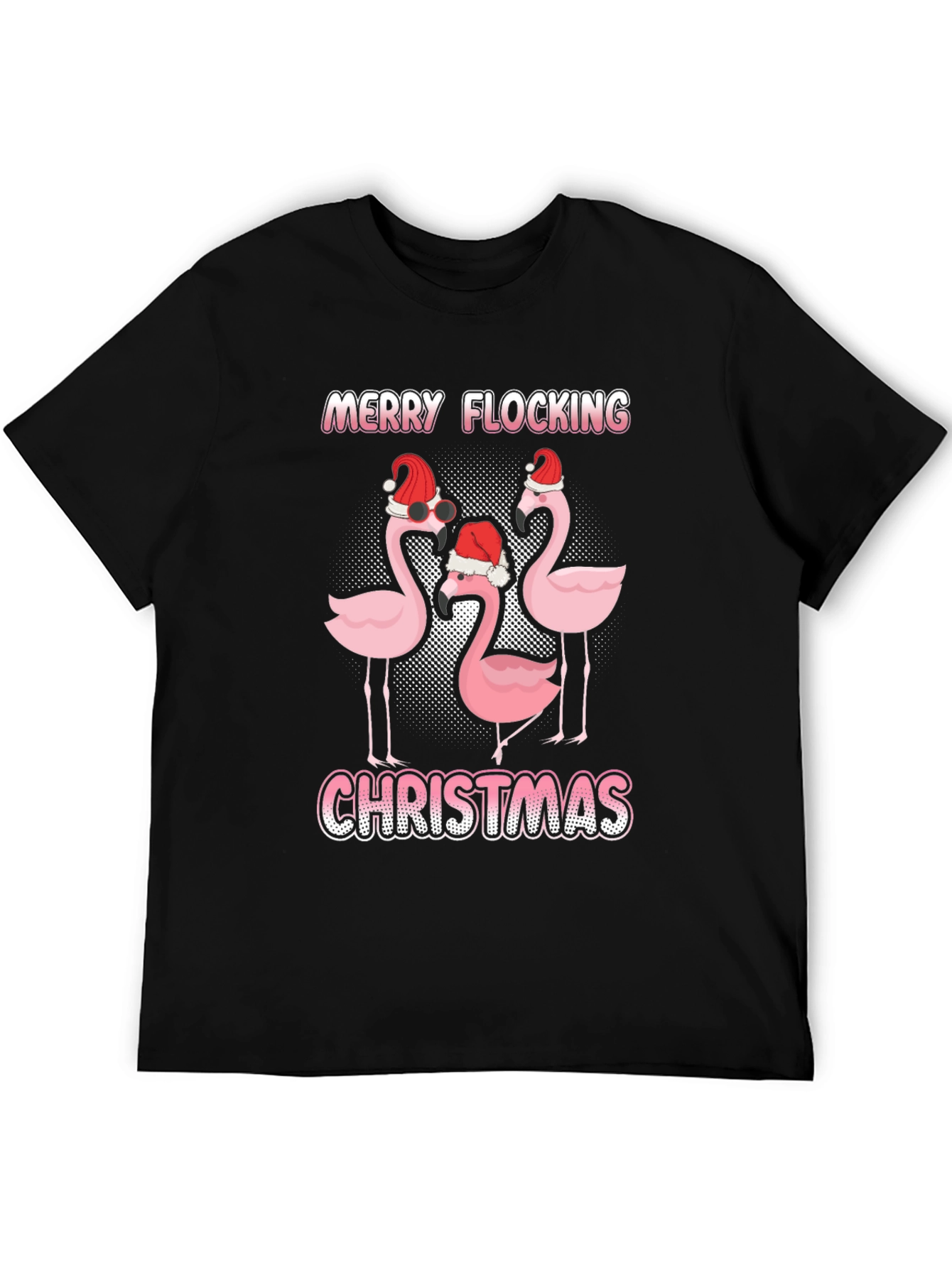 Black Merry Flocking Christmas Graphic Tee view 5