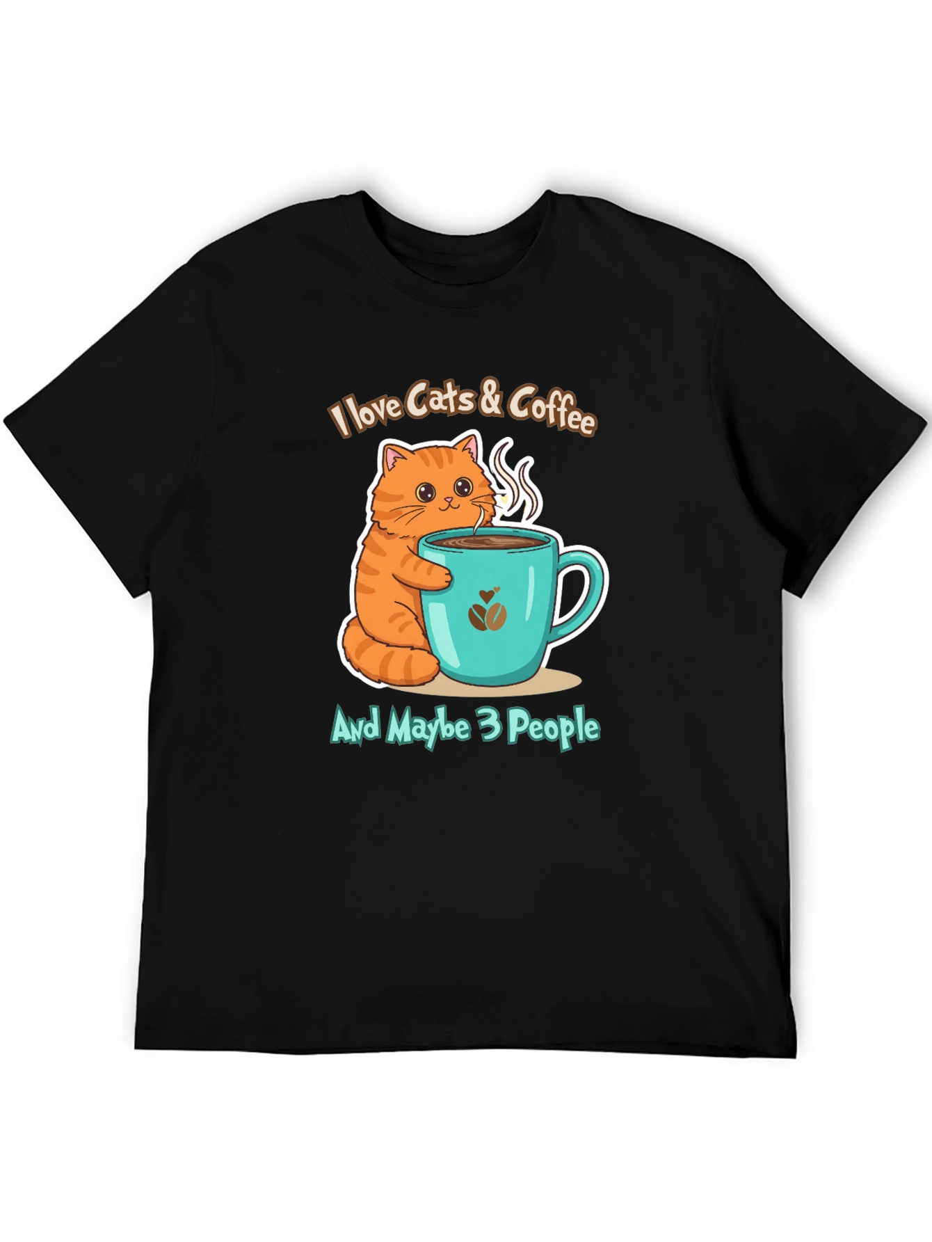 Black I Love Cats & Coffee T-Shirt view 5
